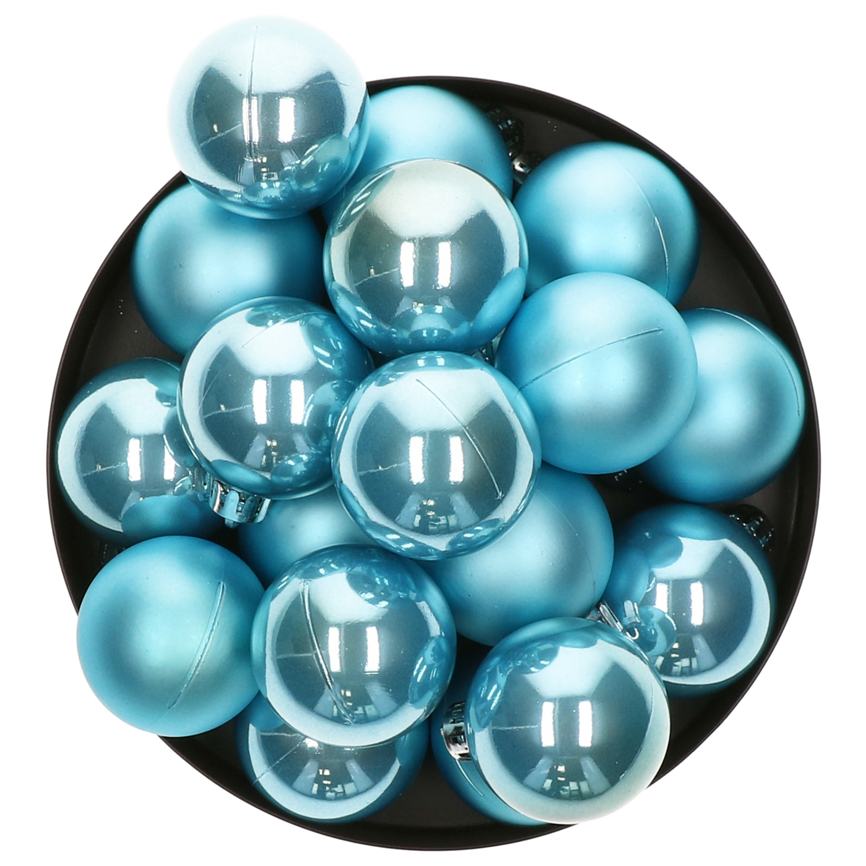 Kleine kerstballen 16x kunststof ijs blauw 4 cm
