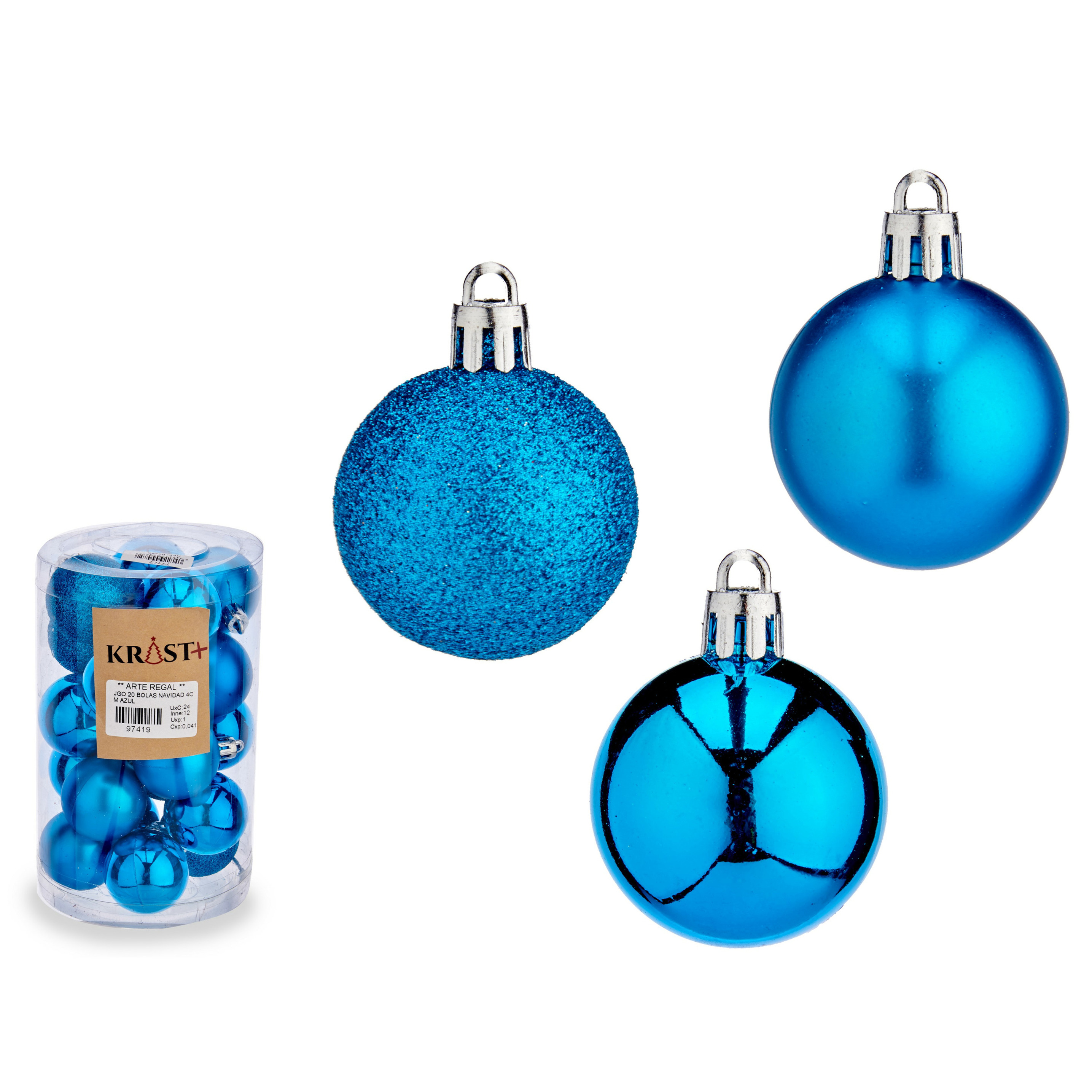 Kleine kerstballen 20x st- helder blauw kunststof 4 cm -mat-glans-glitter