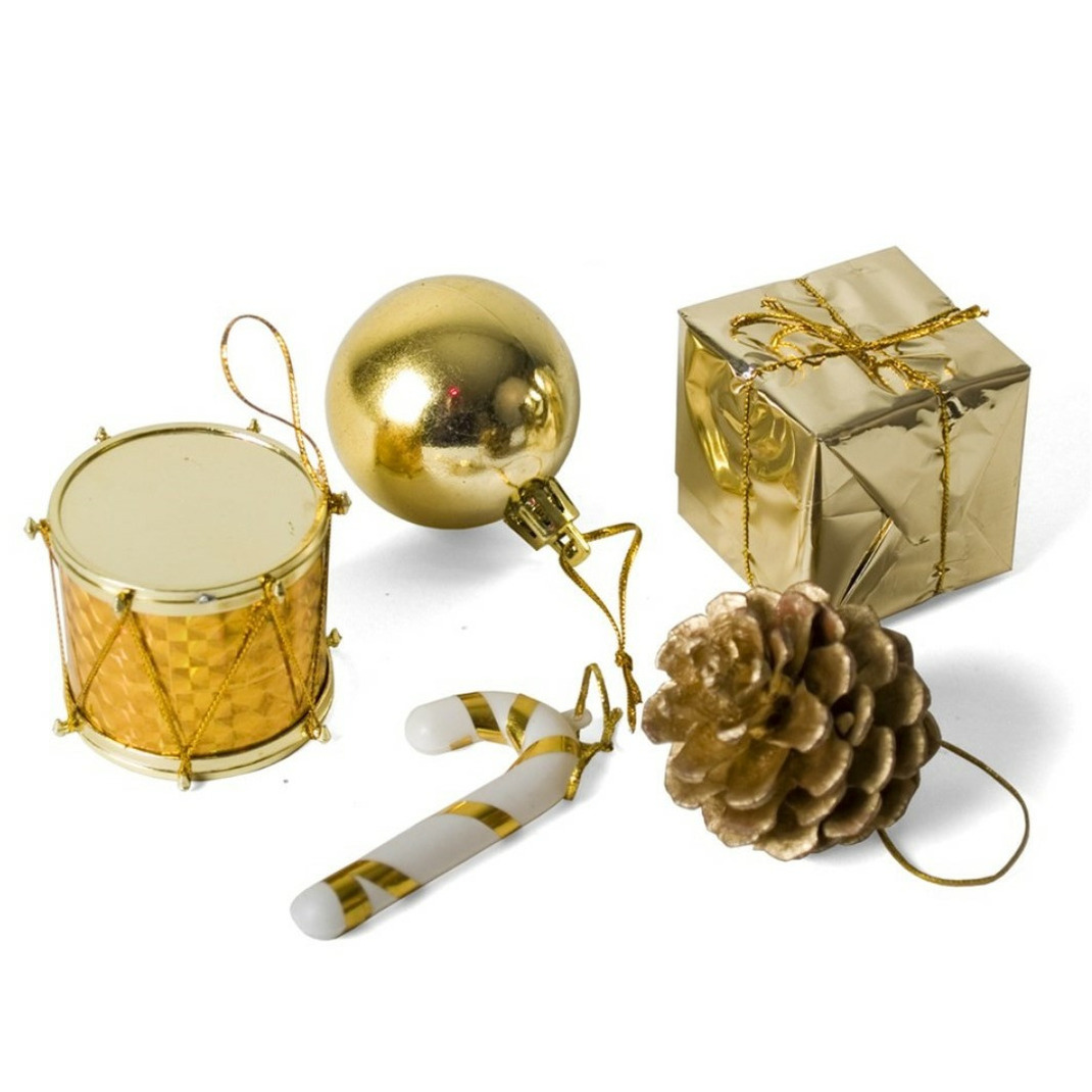 Kleine kersthangers 40x st goud 5 cm kunststof kerstornamenten