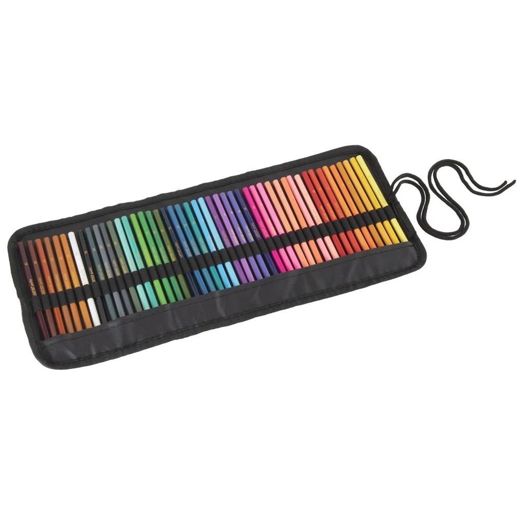 Kleurpotloden set 46 kleuren in luxe zwarte etui van PU leer