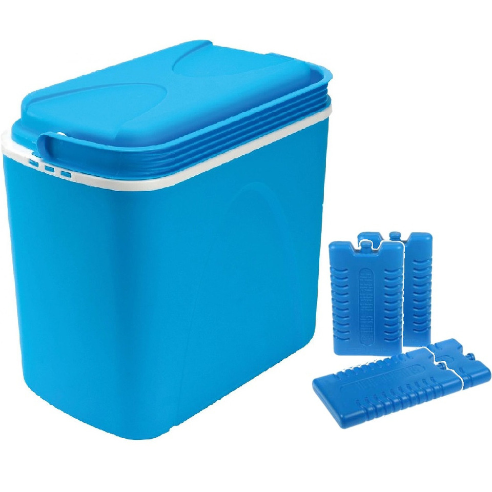 Koelbox blauw 24 liter 40 x 25 x 37 cm incl. 4 koelelementen