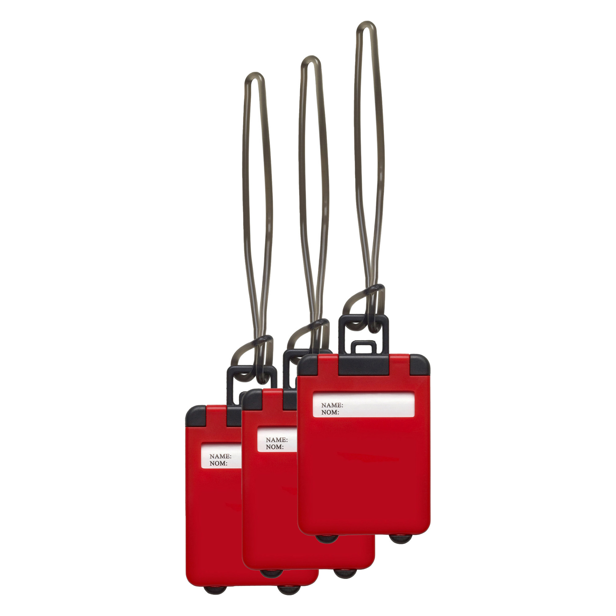 Kofferlabel Jenson 3x rood 8 x 5.5 cm reiskoffer-handbagage label