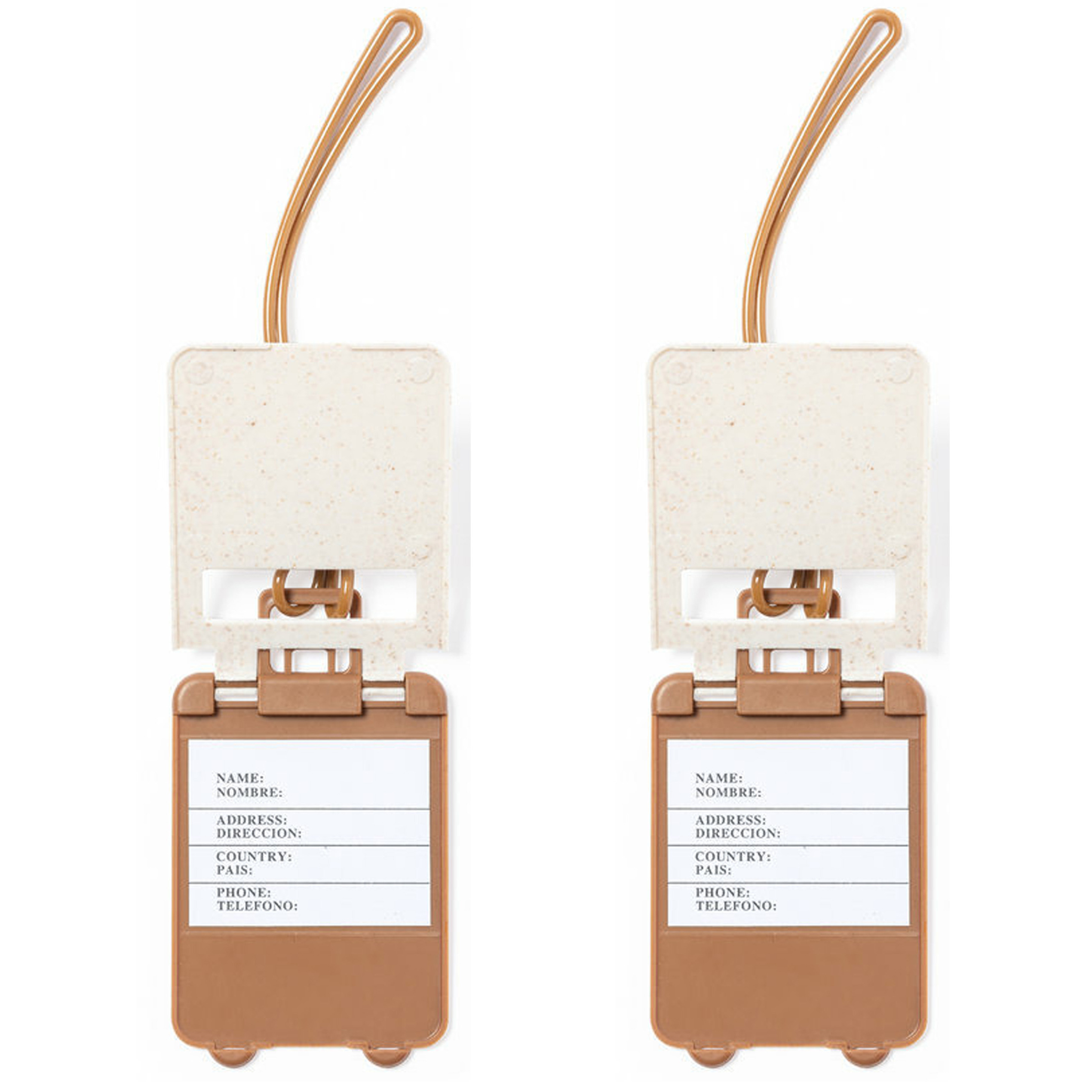 Kofferlabel van organisch eco tarwestro 10x wit 10 x 5 cm reiskoffer-handbagage labels