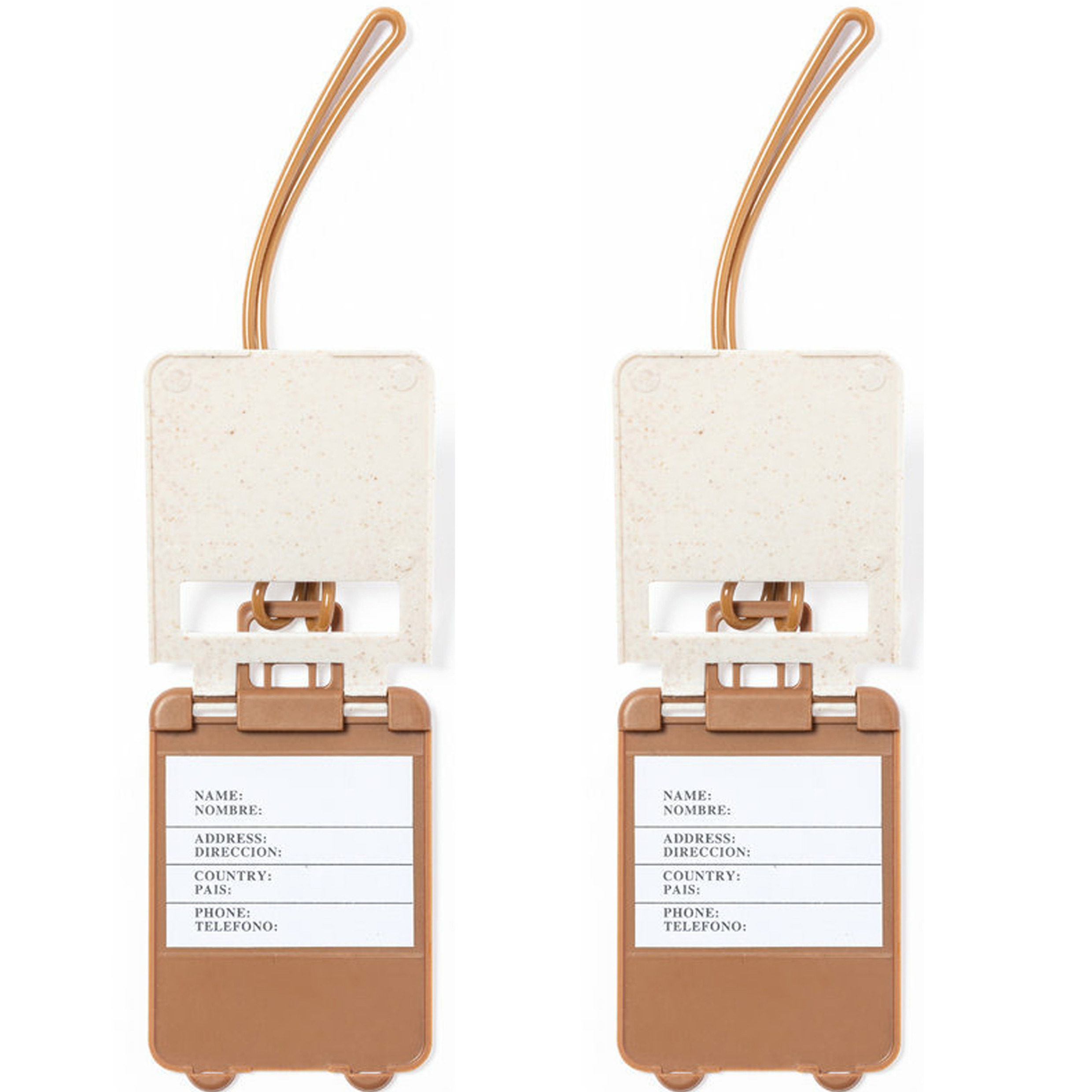 Kofferlabel van organisch eco tarwestro 2x wit 10 x 5 cm reiskoffer-handbagage labels