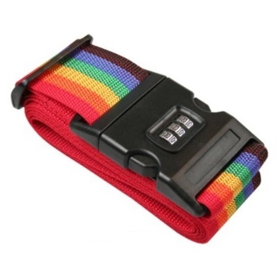 Kofferriem-bagageriem met cijferslot 200 cm regenboog kleuren