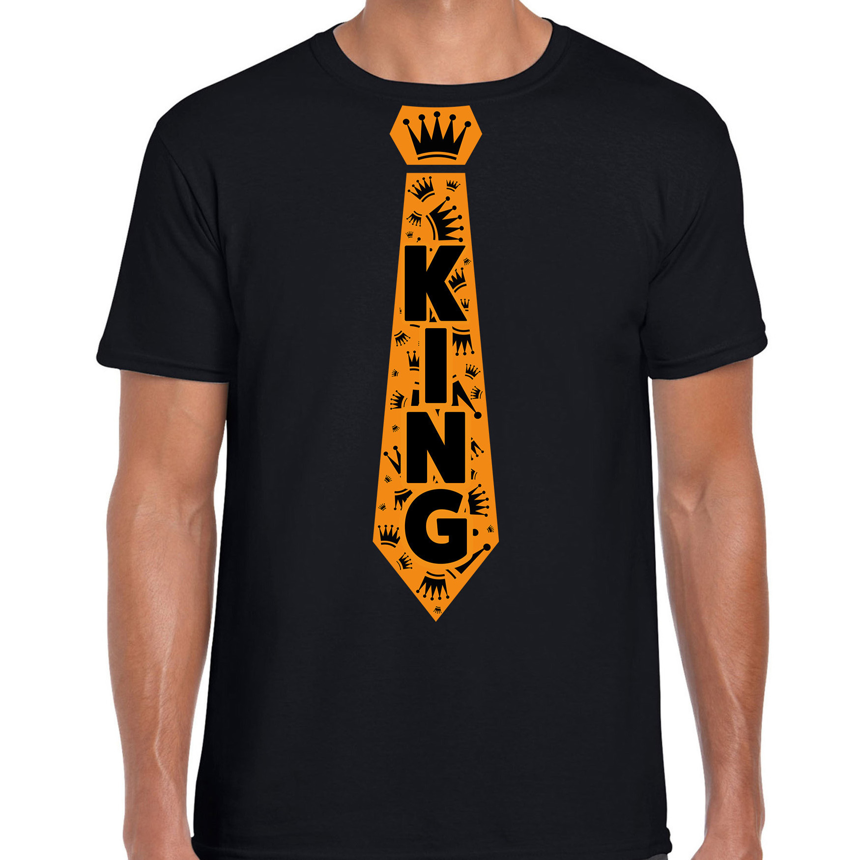 Koningsdag t-shirt king stropdas heren zwart
