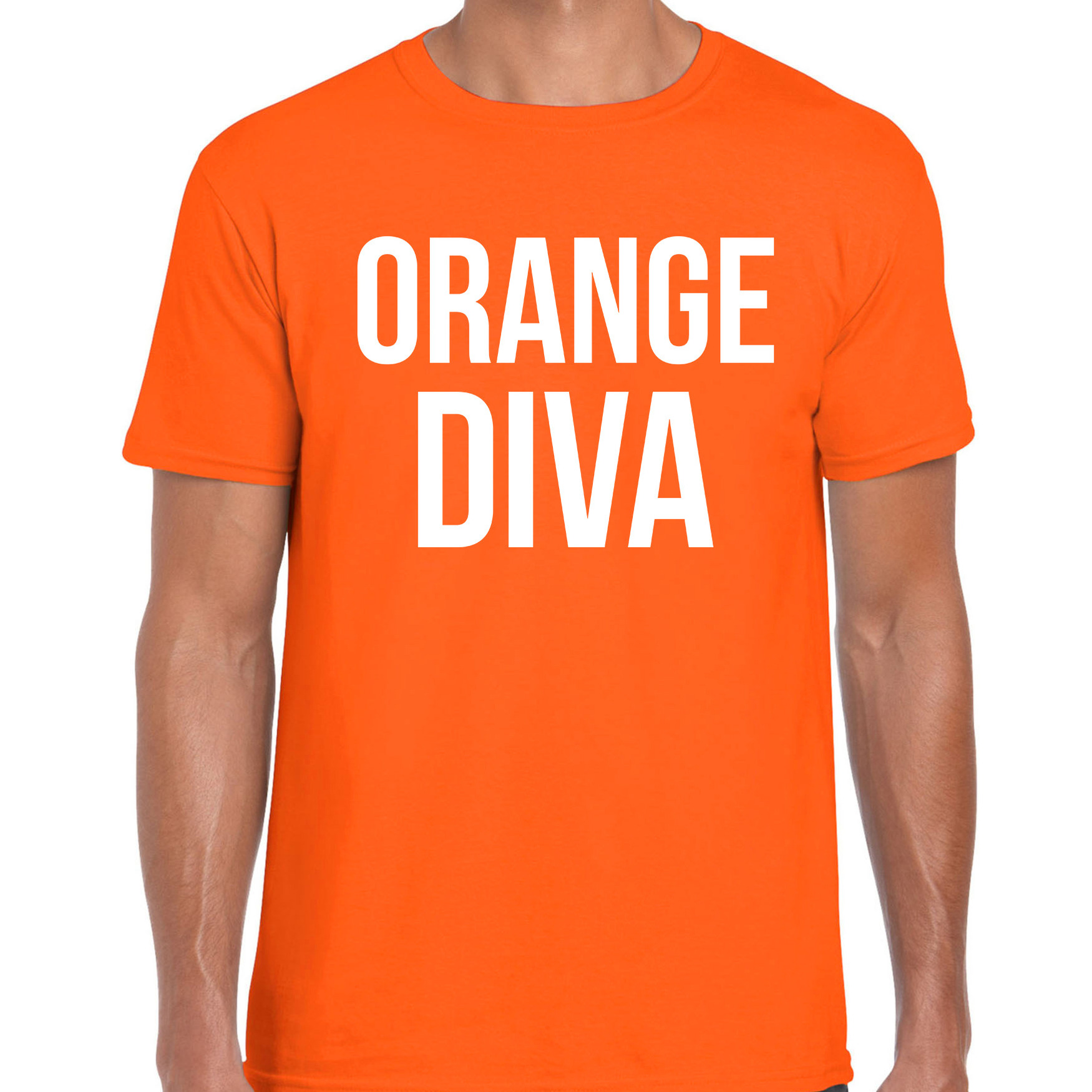 Koningsdag t-shirt orange diva oranje voor heren