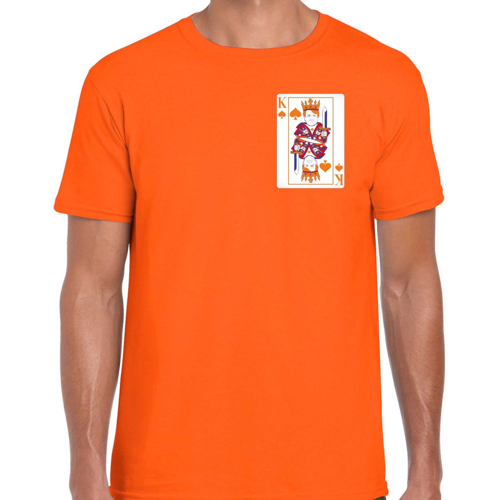 Koningsdag T-shirt voor heren kaarten koning oranje feestkleding