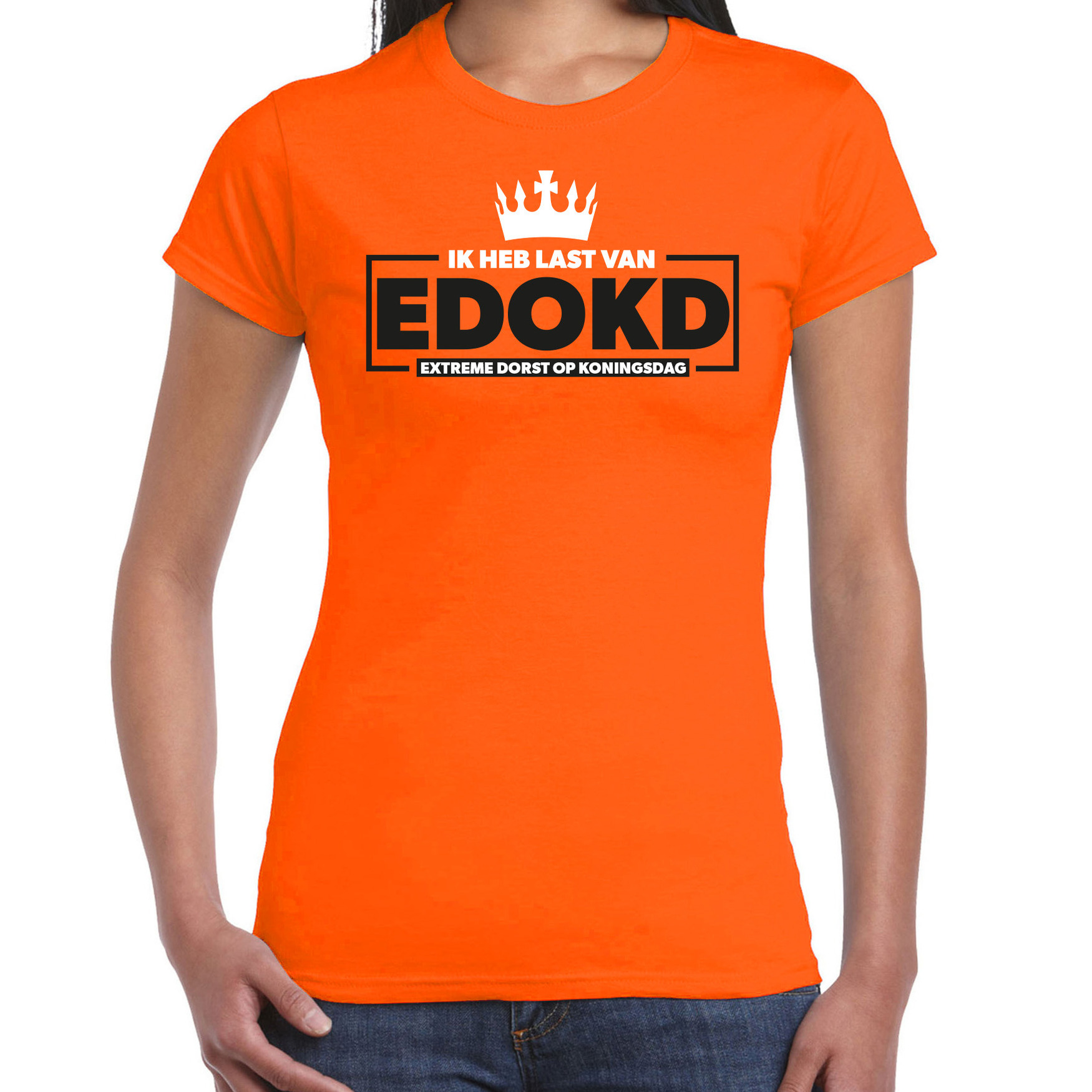 Koningsdag verkleed T-shirt voor dames extreme dorst op koningsdag oranje feestkleding