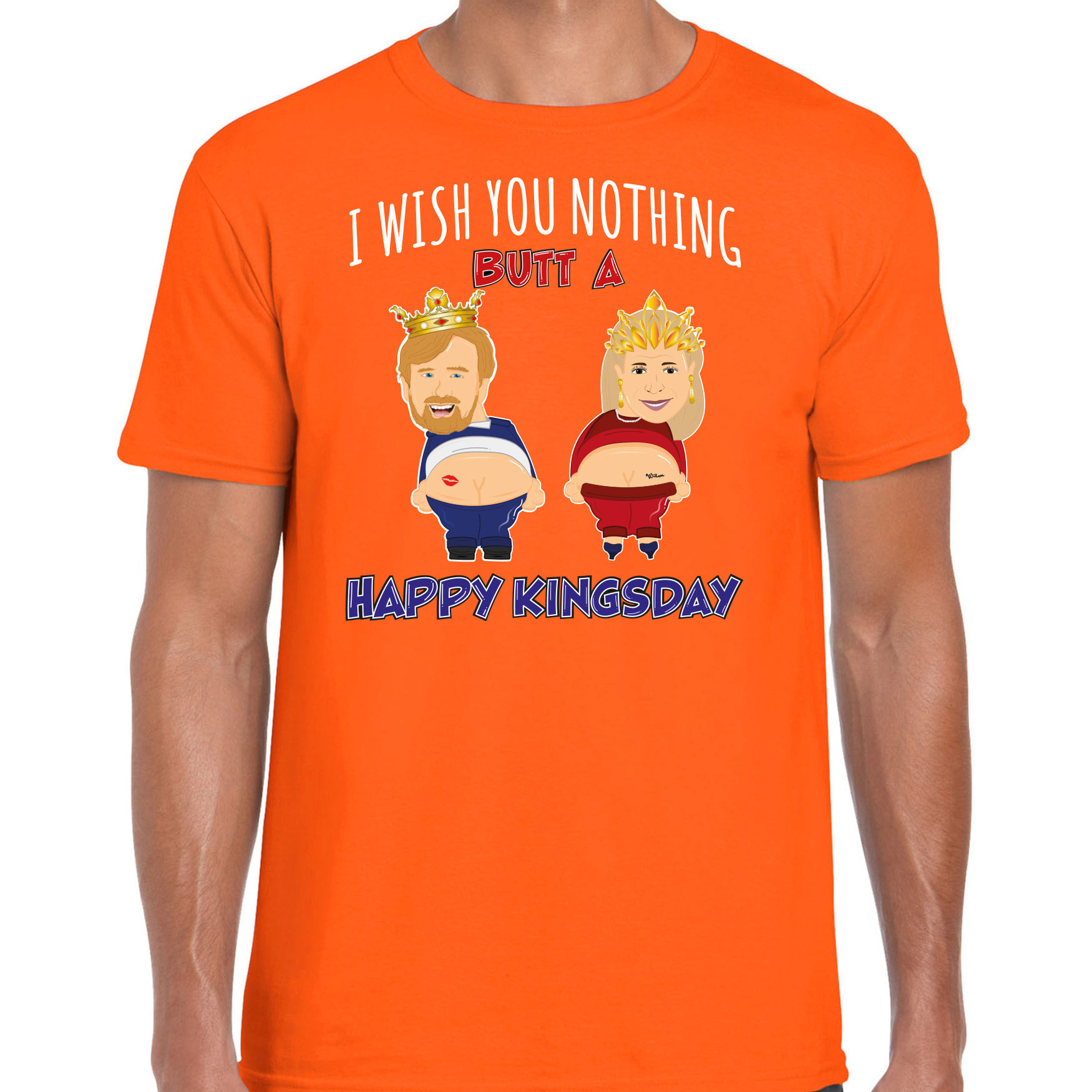 Koningsdag verkleed T-shirt voor heren Happy Kings day oranje feestkleding