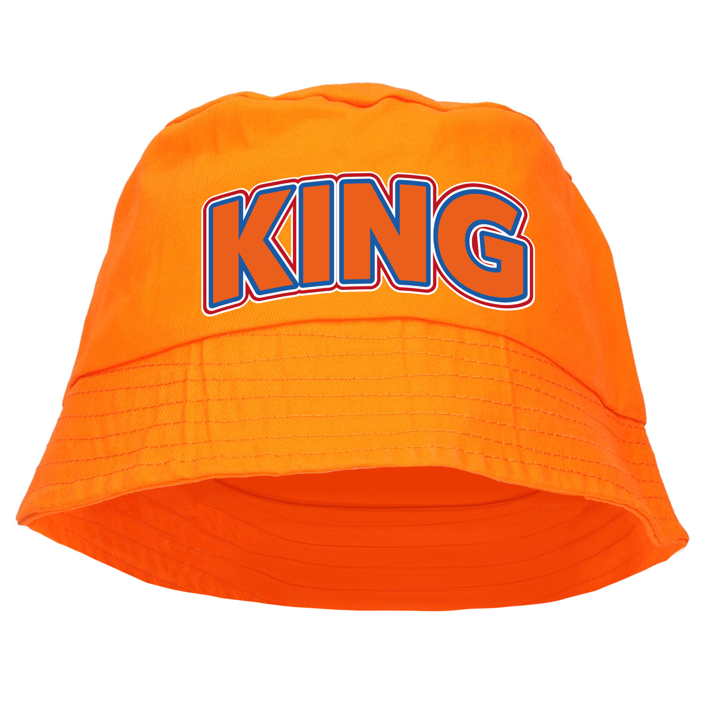 Koningsdag vissershoedje-bucket hat oranje king 57-58 cm