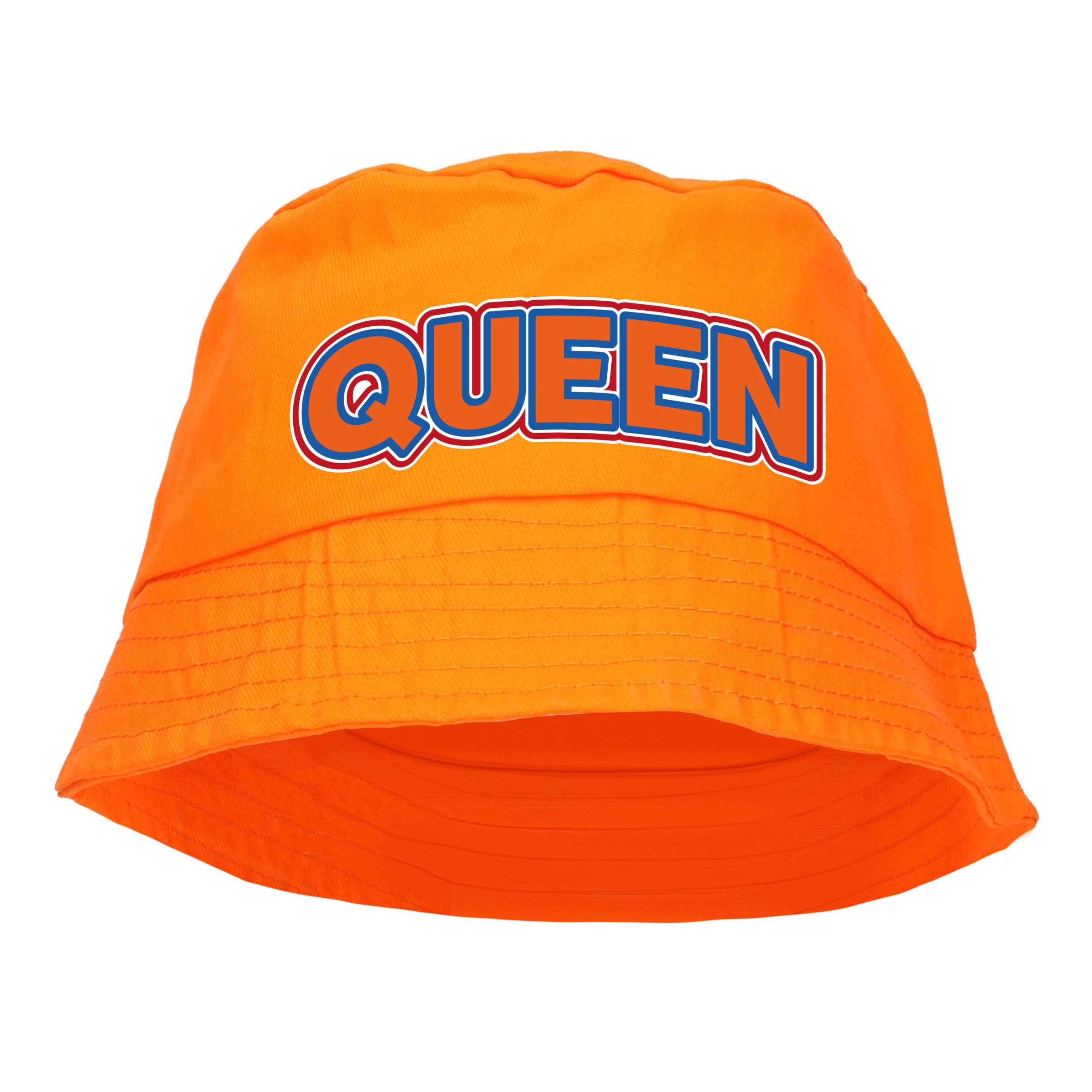 Koningsdag vissershoedje-bucket hat oranje queen 57-58 cm
