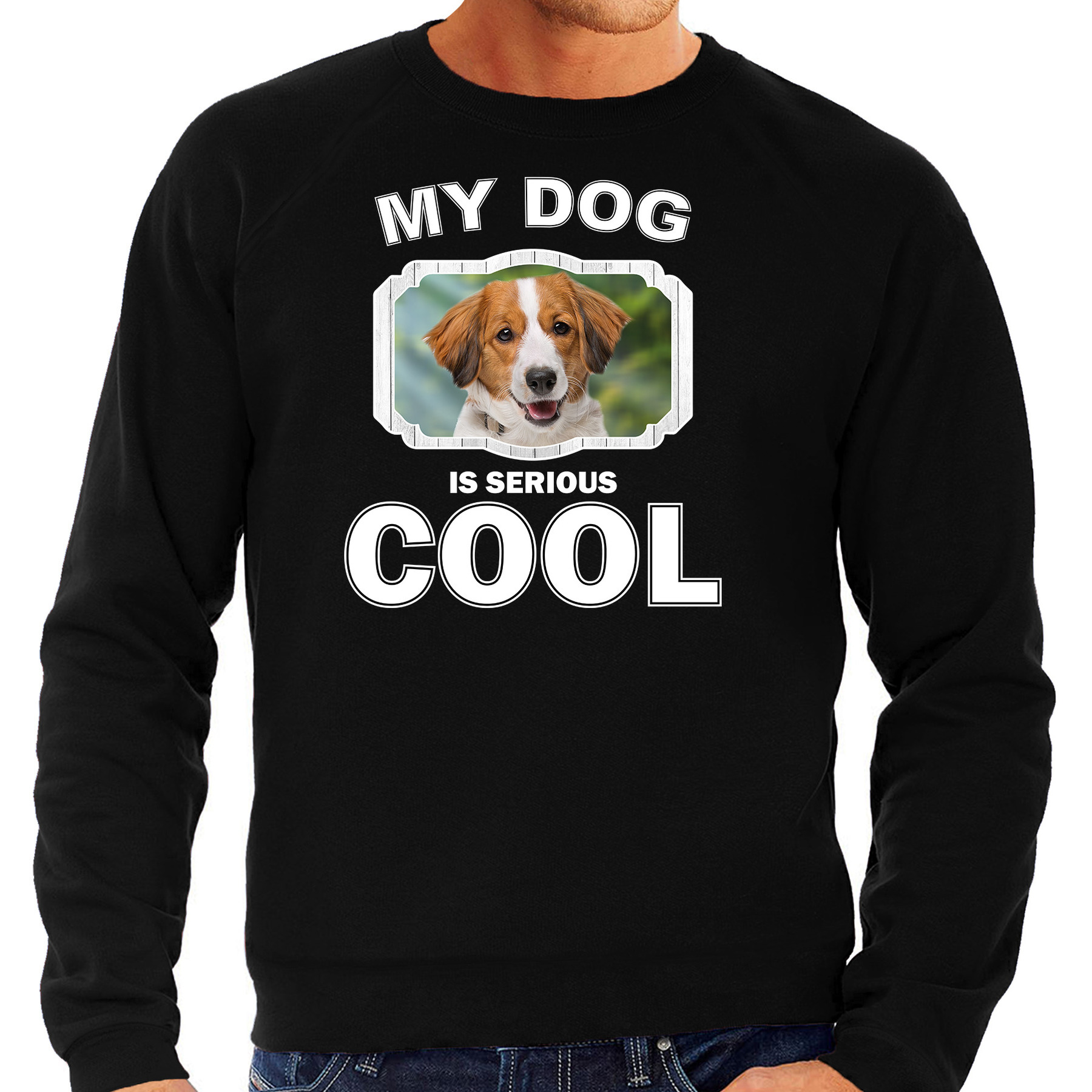 Kooiker honden sweater-trui my dog is serious cool zwart voor heren