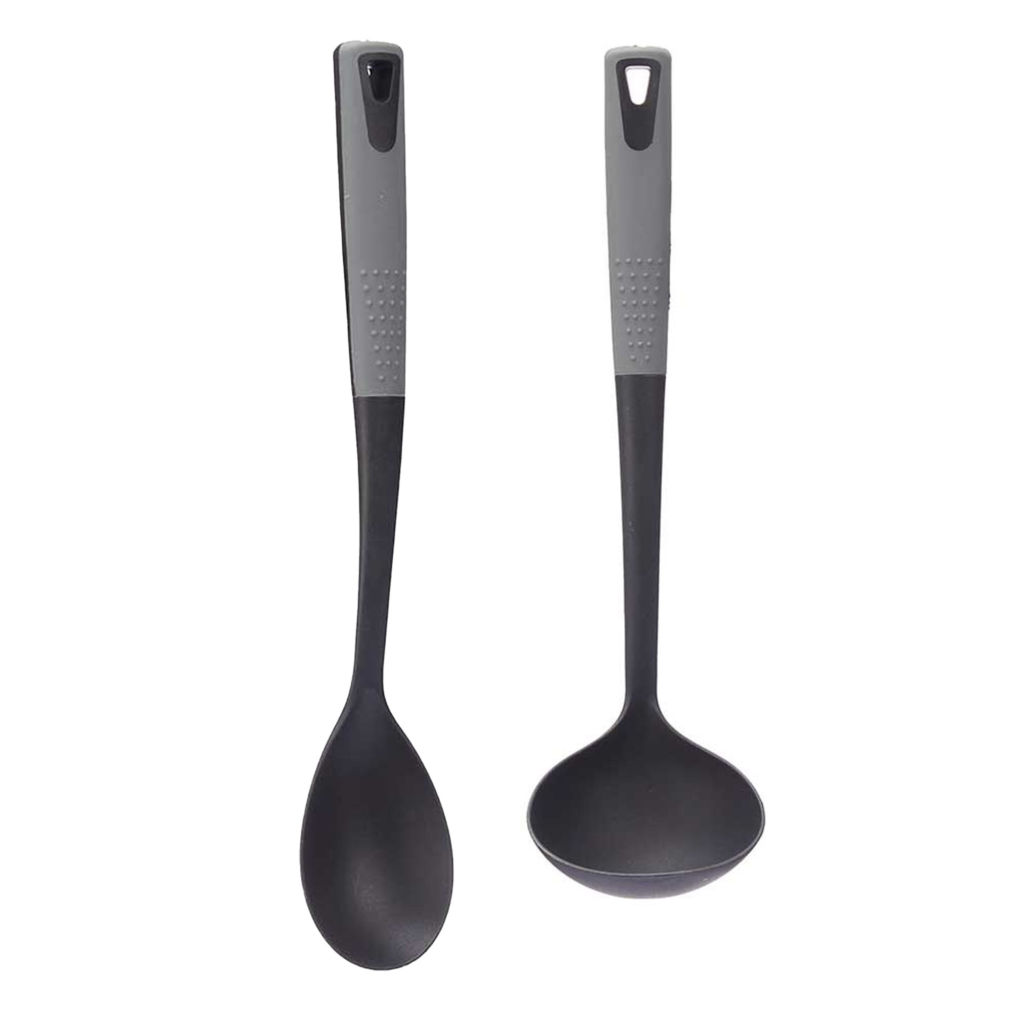 Kook-keuken gerei set van 2x stuks zwart-grijs kunststof keuken-kook accessoires