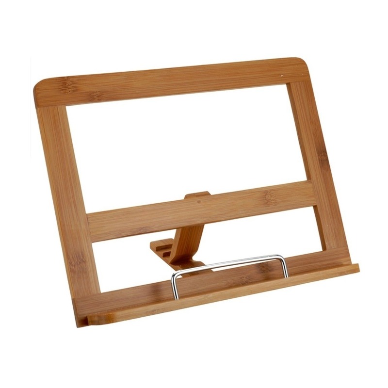 Kookboekstandaard-tablethouder van bamboe hout 32 cm
