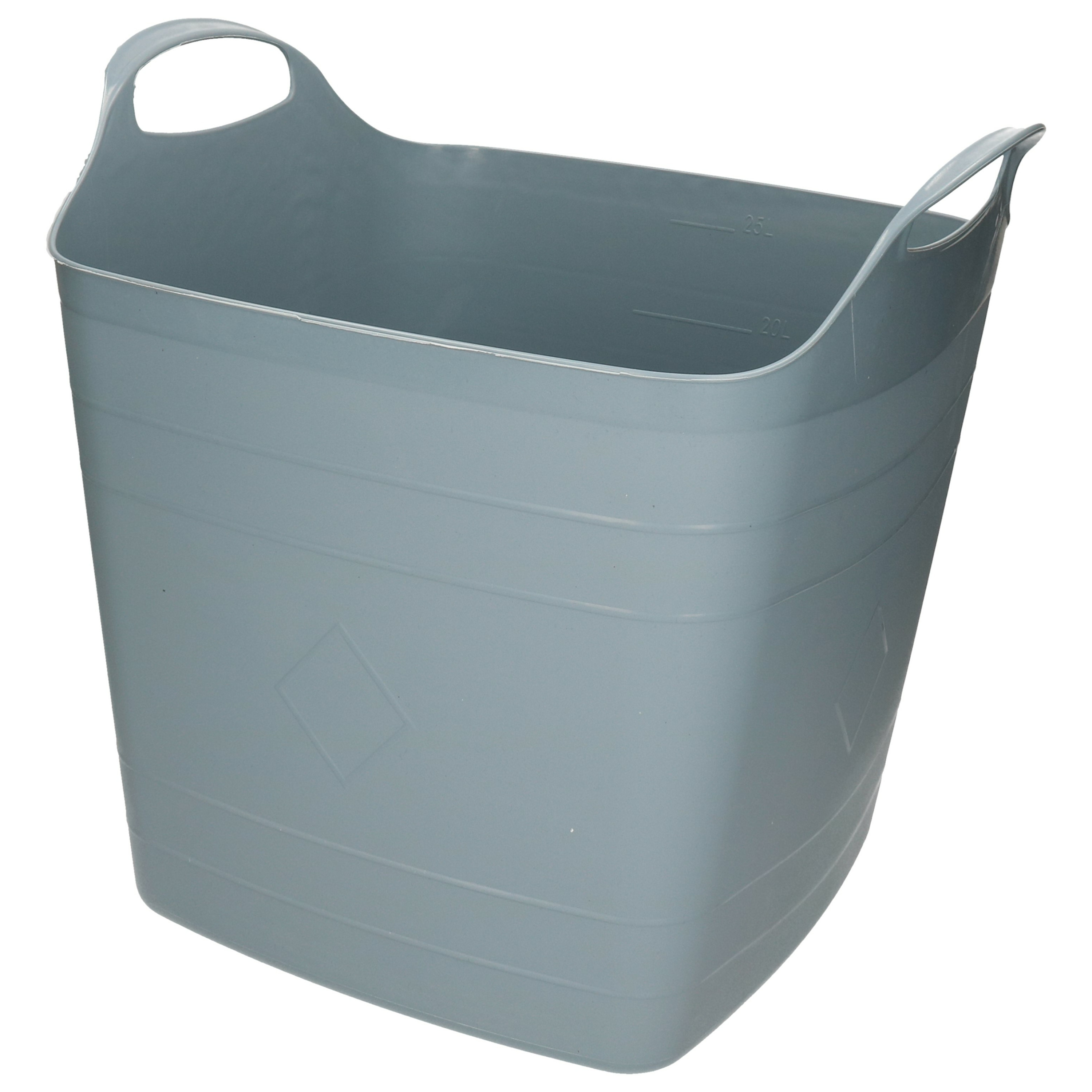 Bathroom Solutions Kuip/emmer/wasmand - flexibel - grijsblauw - 25 liter - vierkant - kunststof -