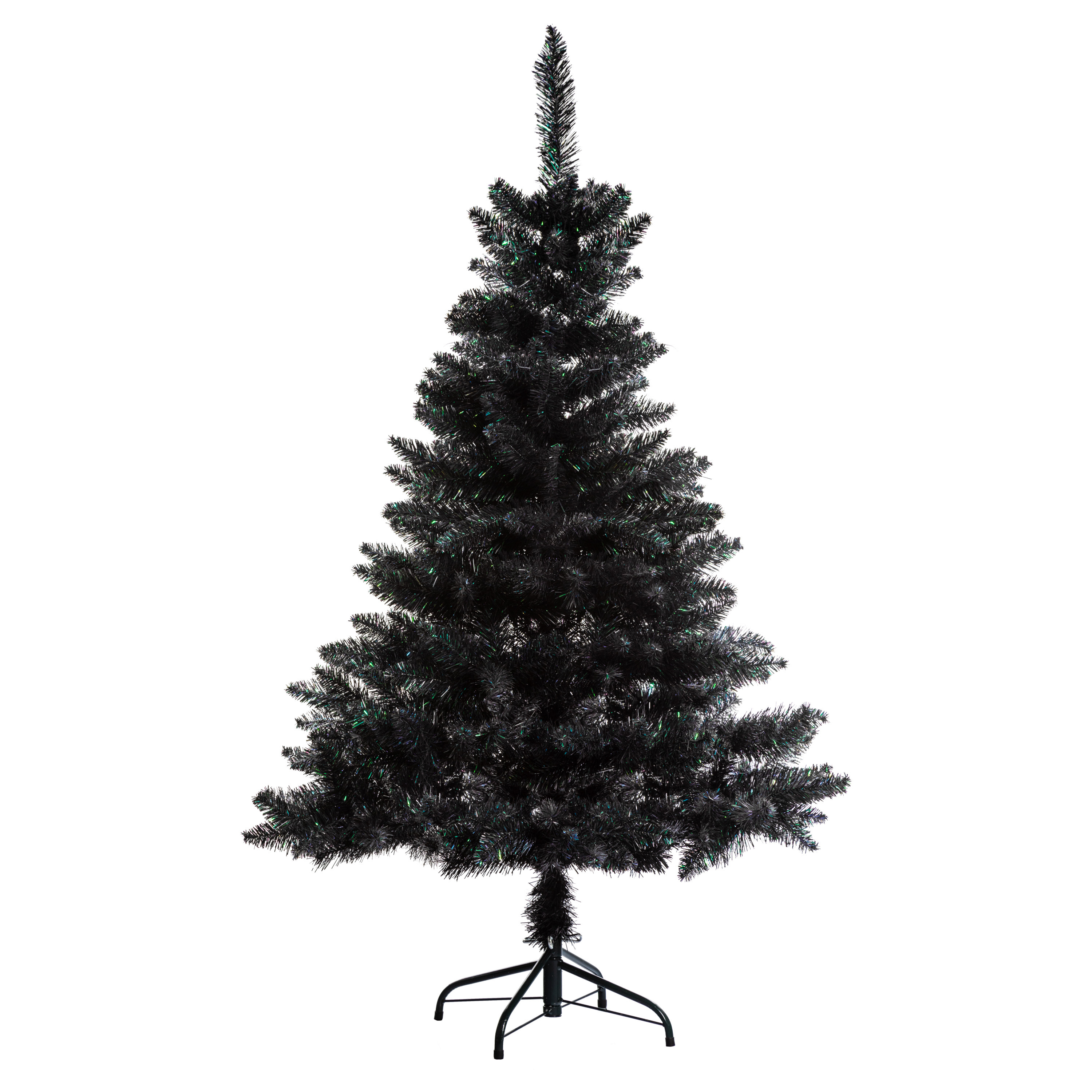 Kunst kerstboom-kunstboom zwart kunststof met voet H150 cm