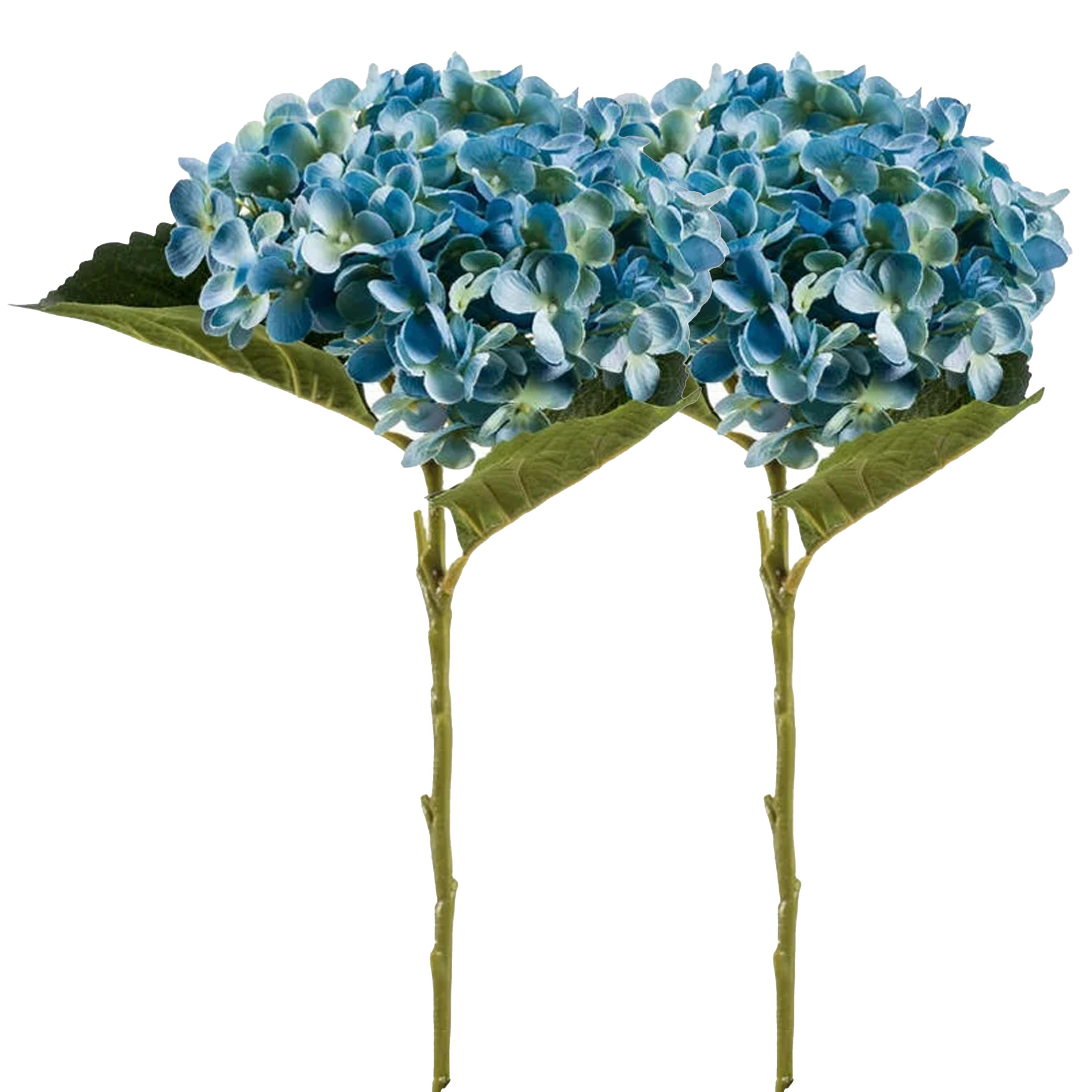 Kunstbloem hortensia tak 2x Annabelle 52 cm blauw Kunst zijdebloem Hydrangea