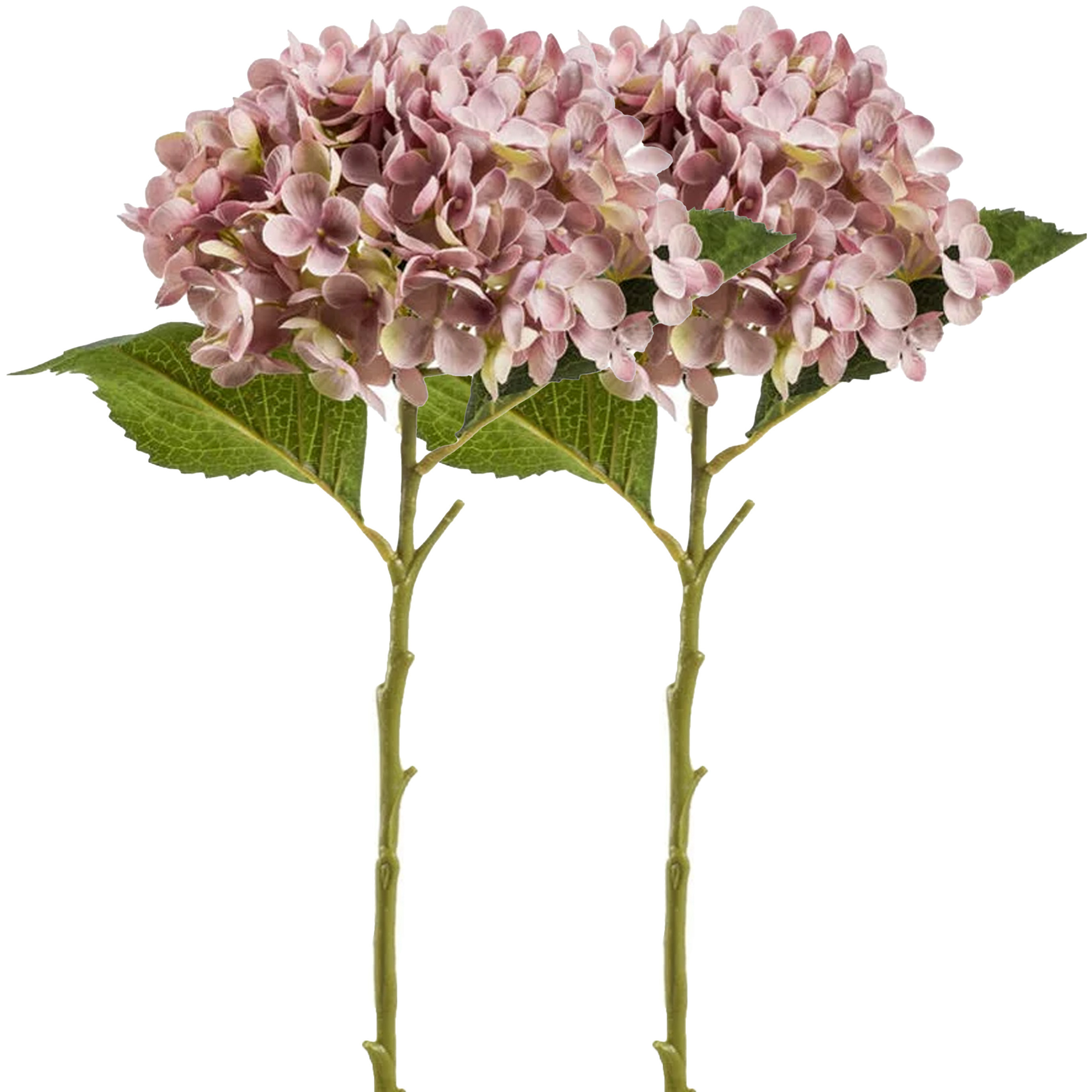 Kunstbloem hortensia tak 2x Annabelle 52 cm paars Kunst zijdebloem Hydrangea