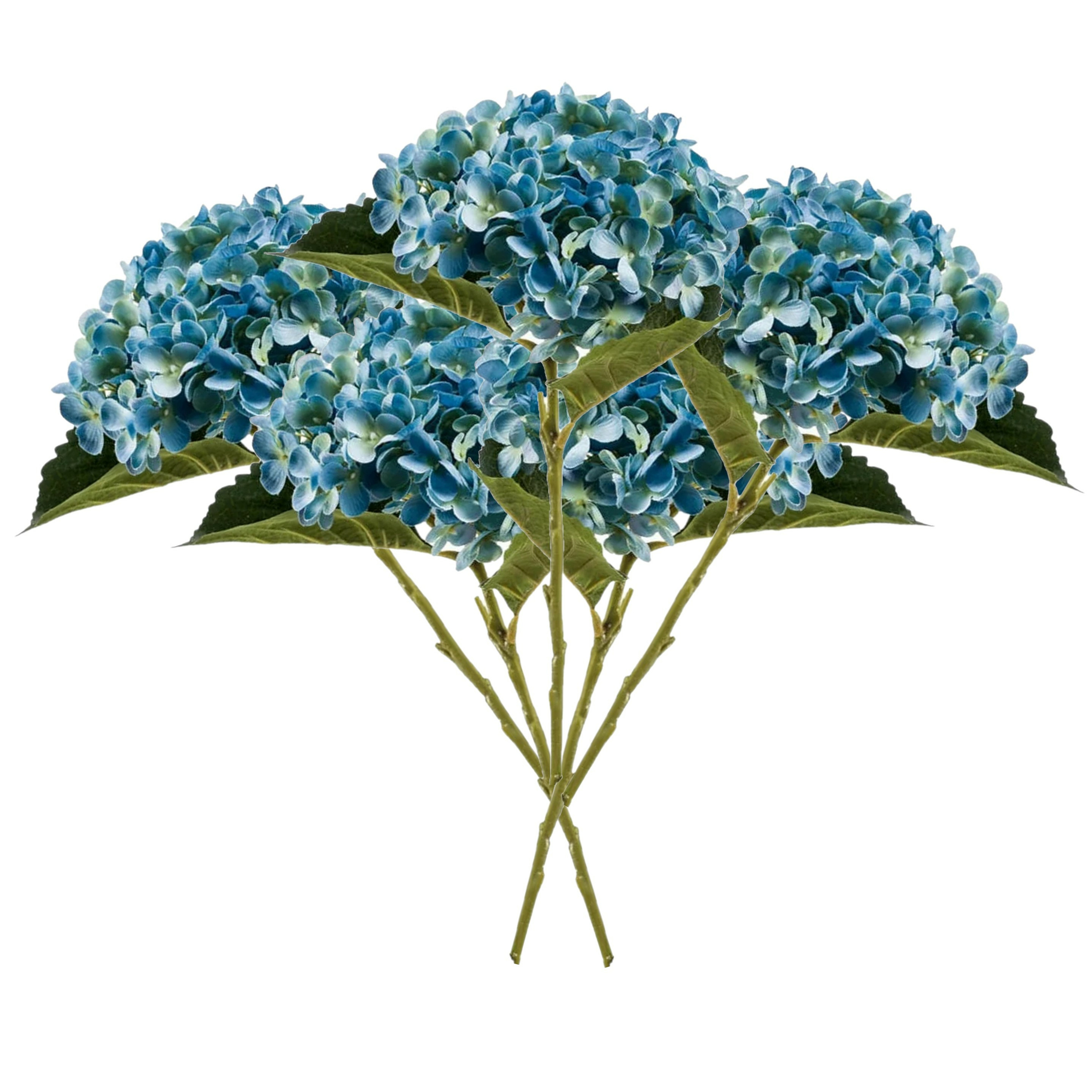 Kunstbloem Hortensia tak 5x Annabelle 52 cm blauw Kunst zijdebloem Hydrangea