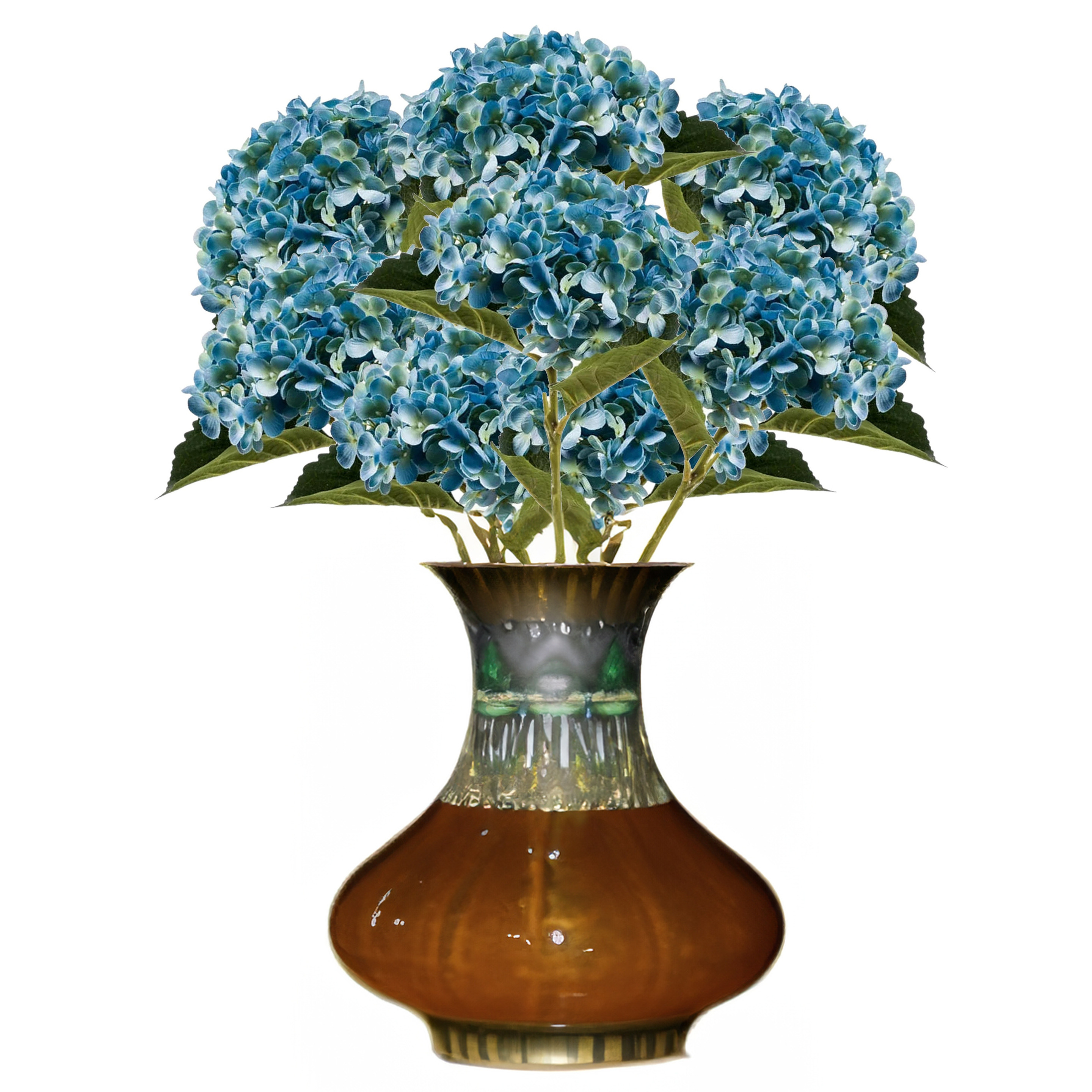 Kunstbloem Hortensia tak 8x Annabelle 52 cm blauw Kunst zijdebloem Hydrangea