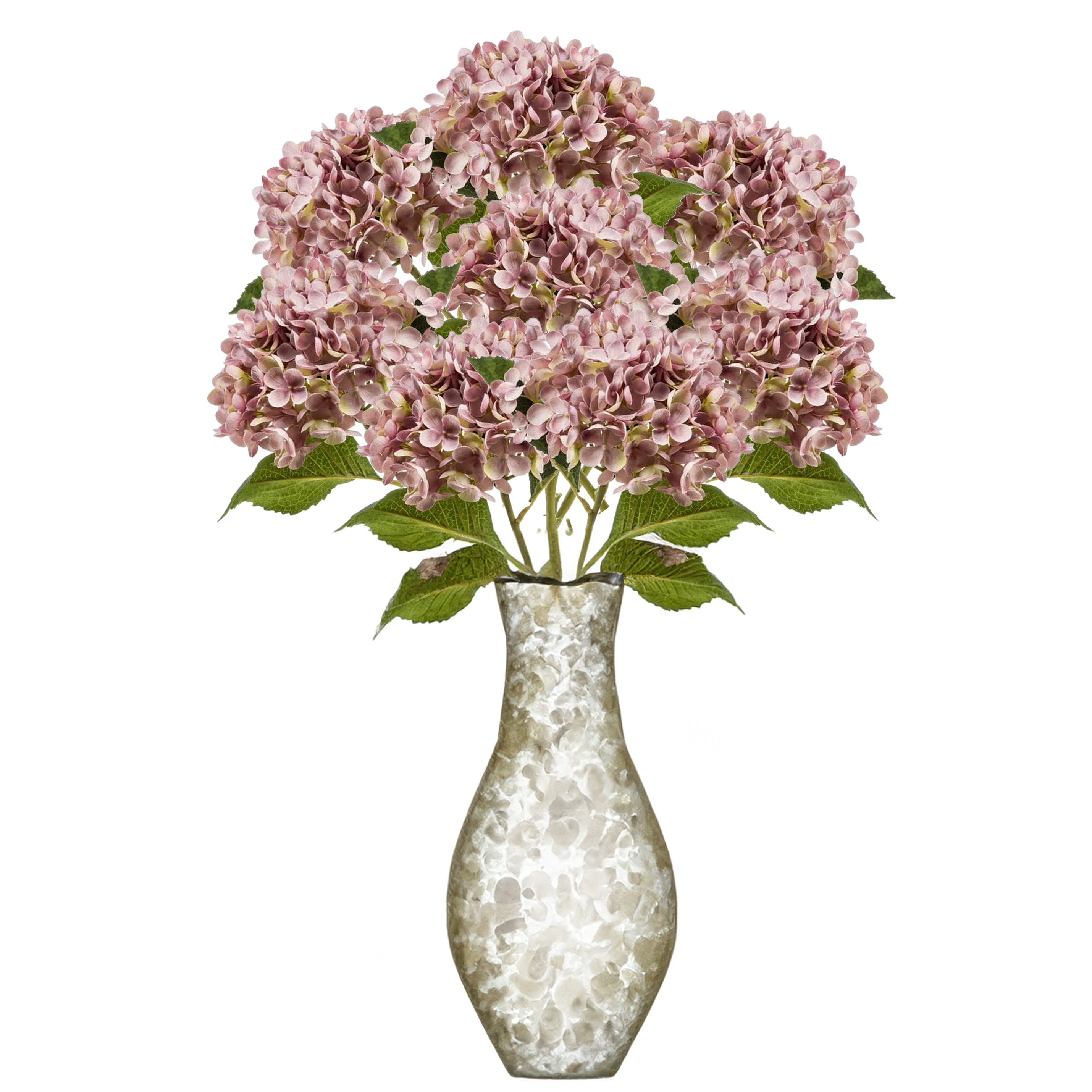 Kunstbloem Hortensia tak 8x Annabelle 52 cm paars Kunst zijdebloem Hydrangea