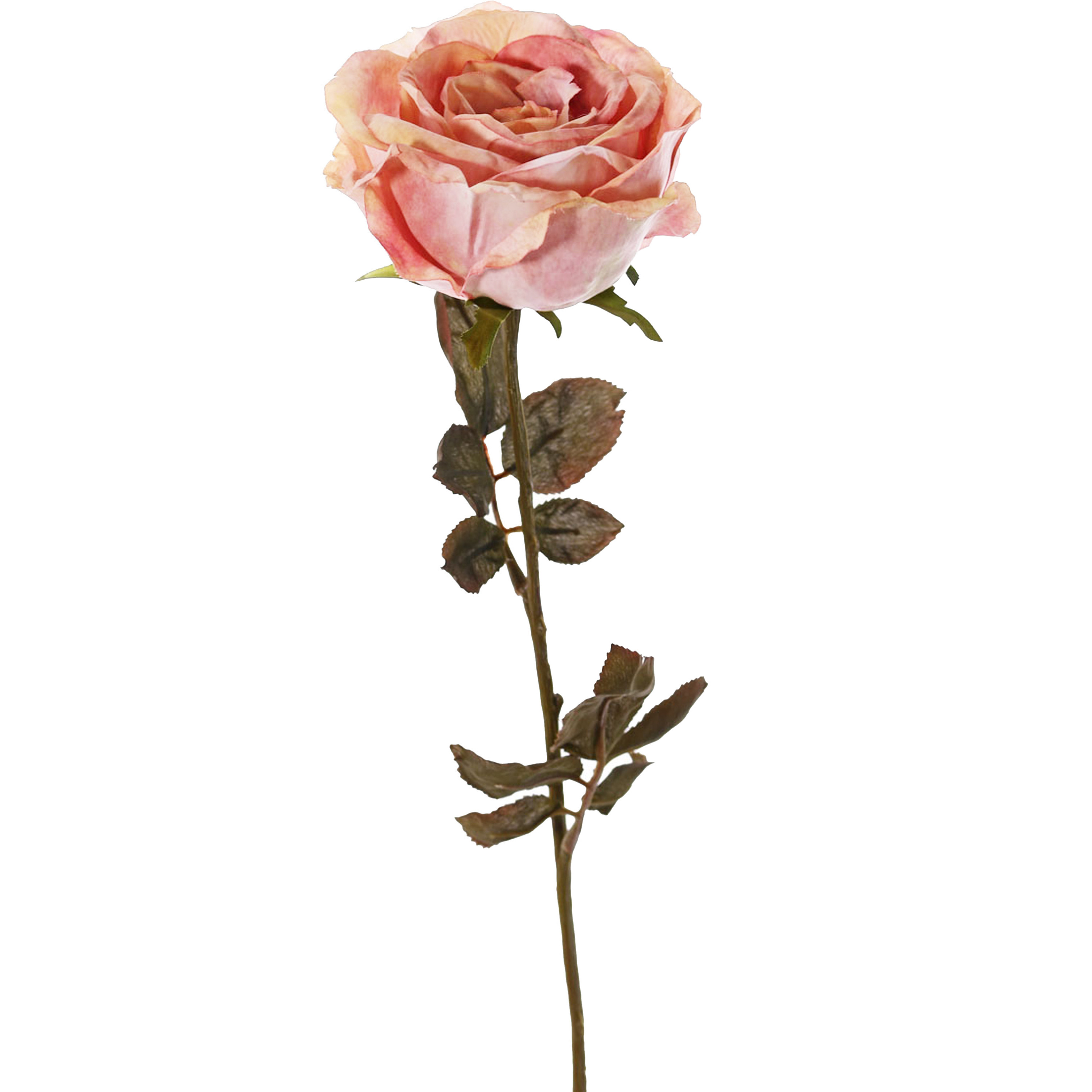 Kunstbloem roos Calista oud roze 66 cm kunststof steel decoratie bloemen