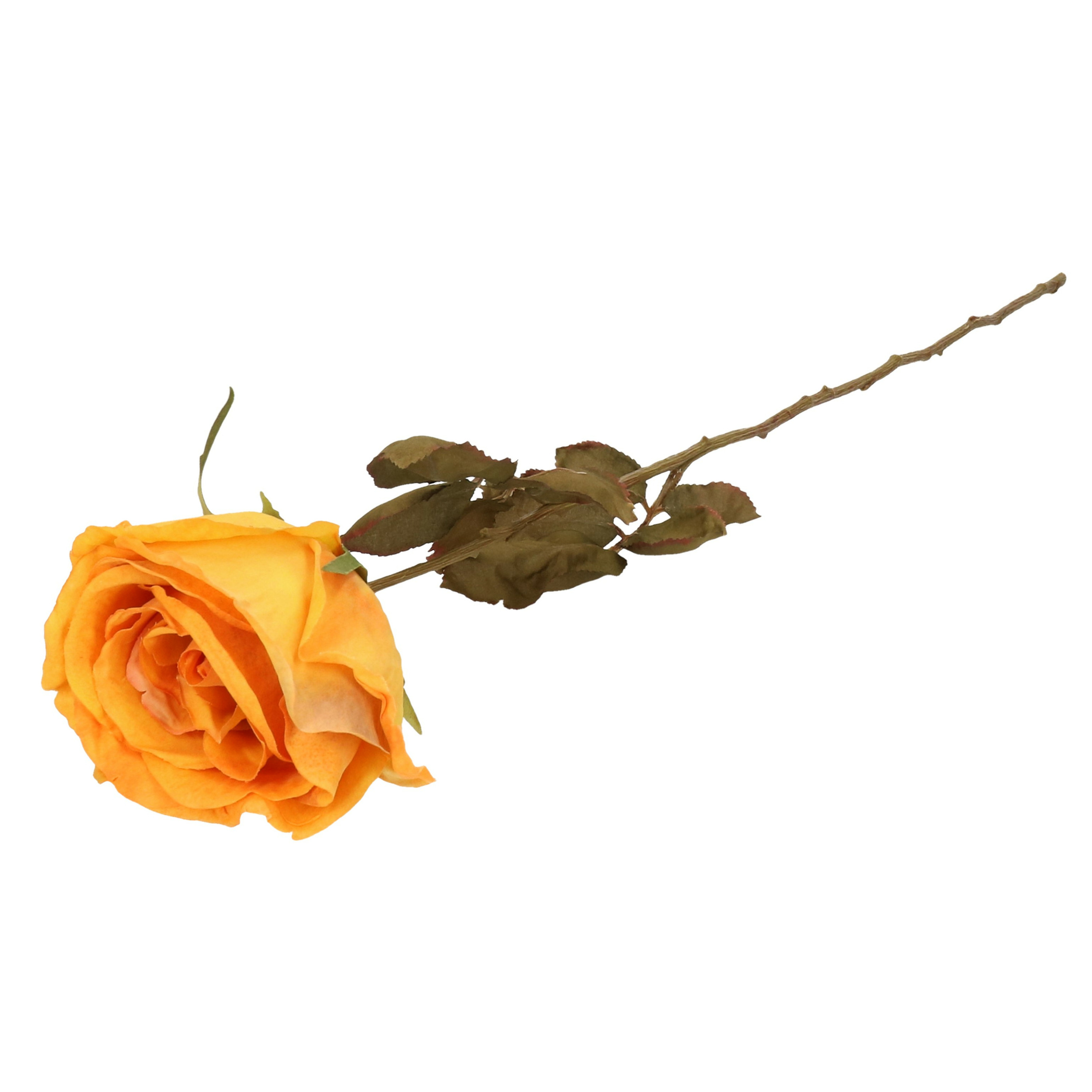 Kunstbloem roos Calista perzik oranje 66 cm kunststof steel decoratie bloemen