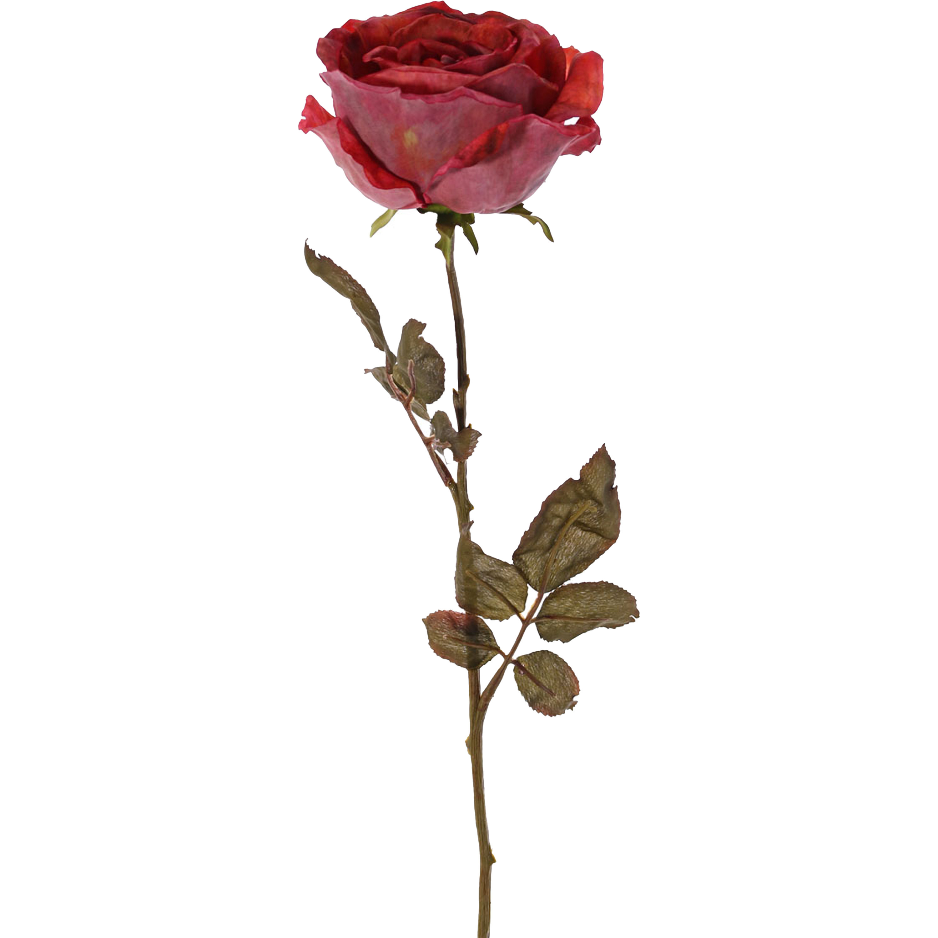Kunstbloem roos Calista rood 66 cm kunststof steel decoratie bloemen