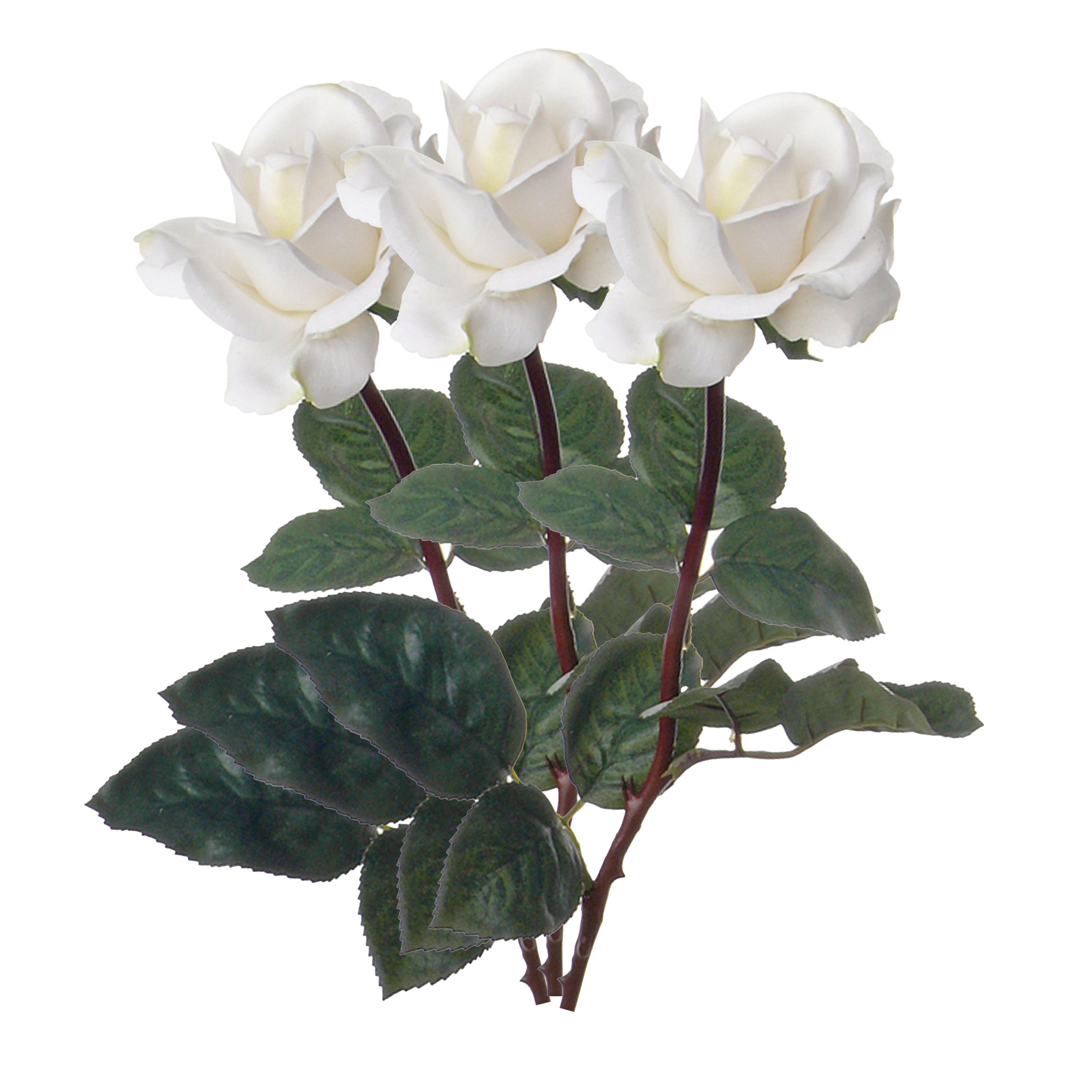 Afbeelding van Kunstbloem roos Caroline - 3x - wit - 70 cm - zijde - kunststof steel - decoratie bloemen