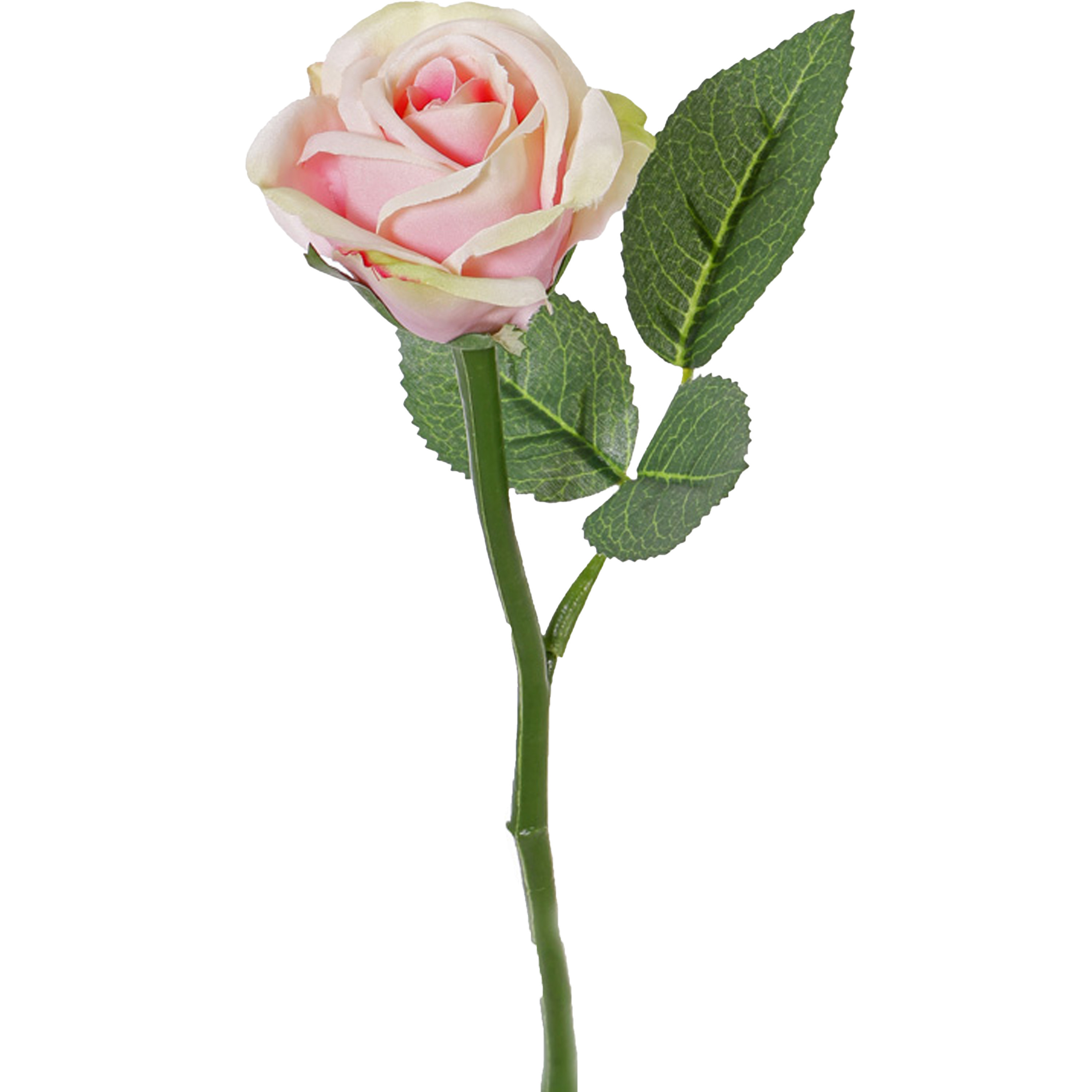 Kunstbloem roos Nina lichtroze 27 cm kunststof steel decoratie bloemen