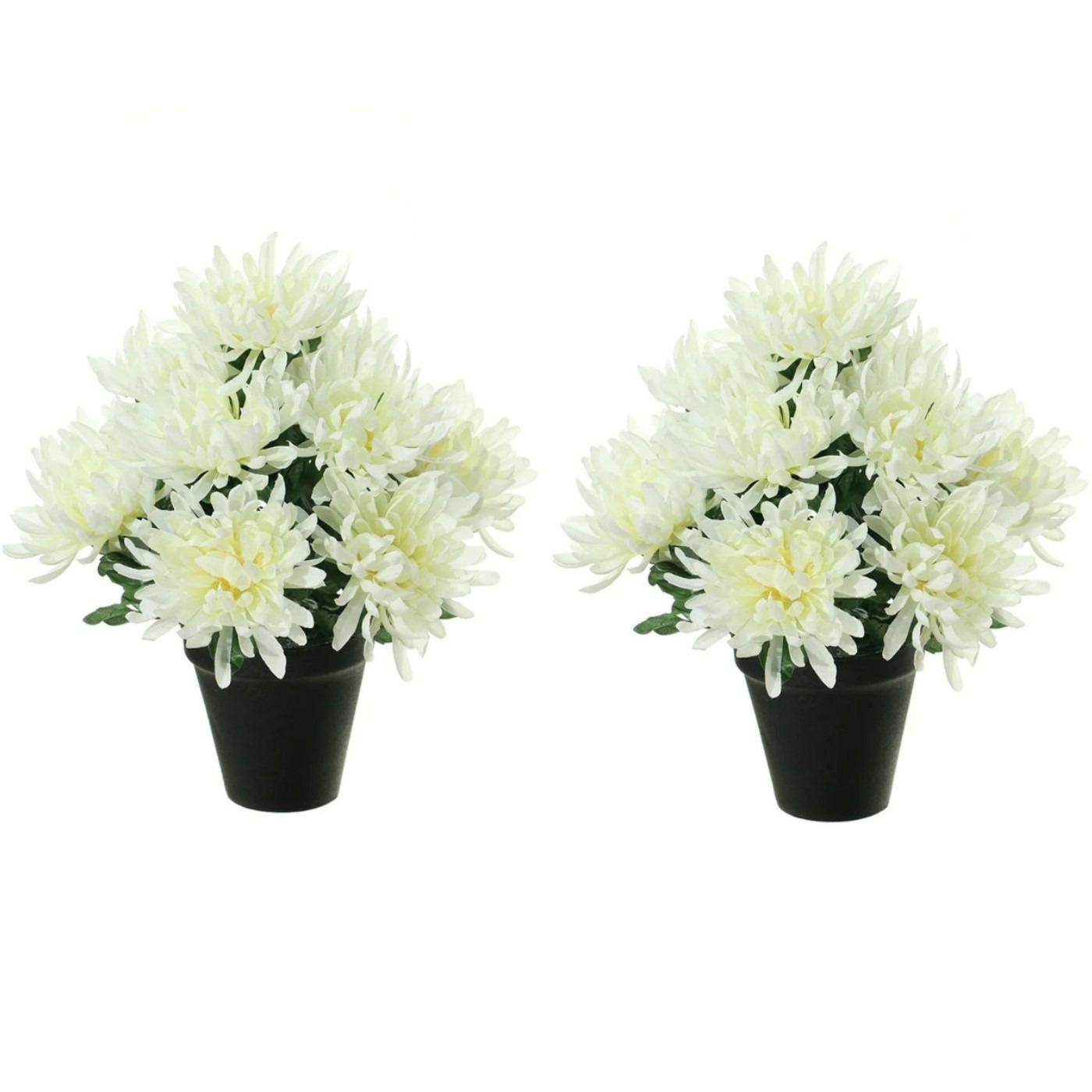 Kunstbloemen plant in pot - 2x - creme wit tinten - 28 cm - Bloemenstuk ornament -