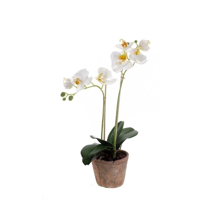 Kunstplanten Orchidee wit 42 cm in pot