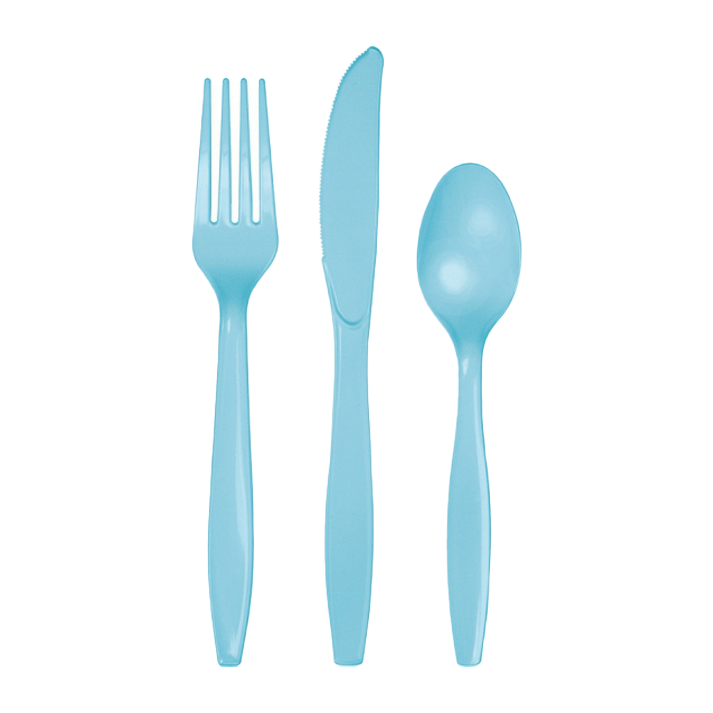Kunststof bestek party-bbq setje 24x delig lichtblauw messen-vorken-lepels herbruikbaar
