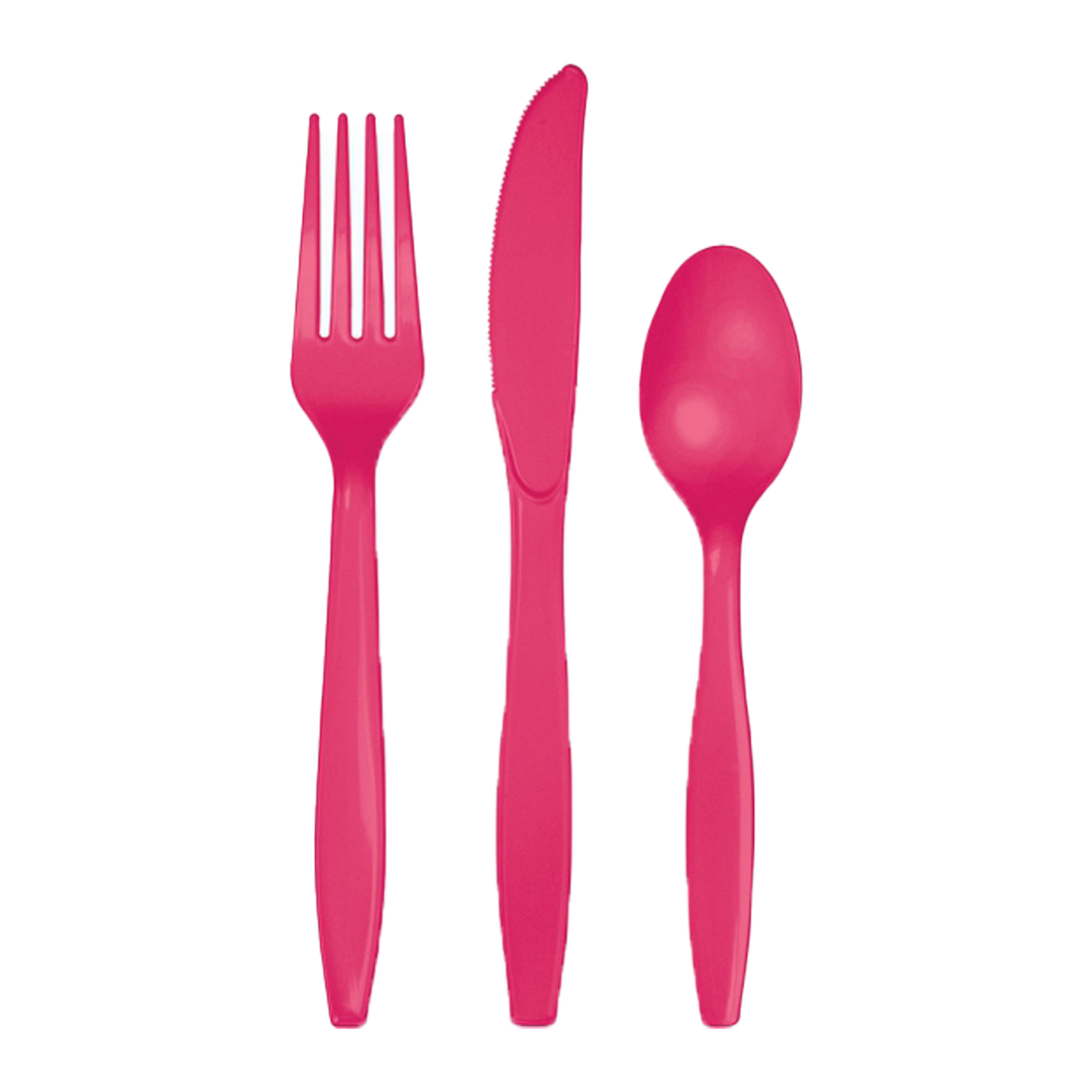 Kunststof bestek party-bbq setje 24x delig roze messen-vorken-lepels herbruikbaar