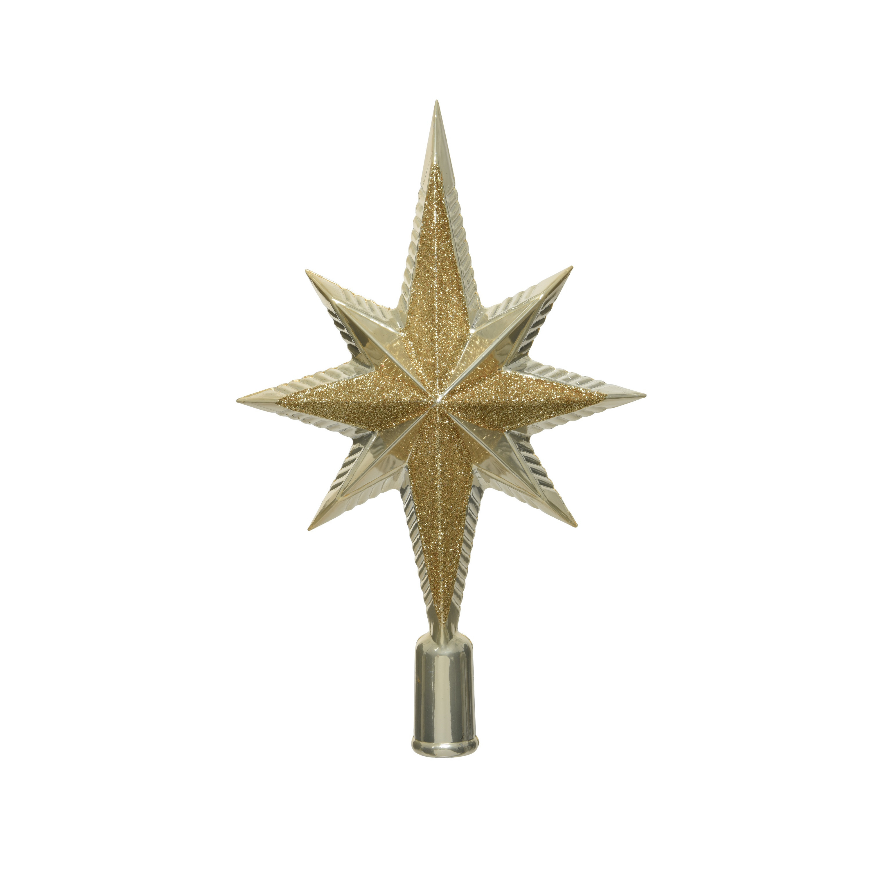 Kunststof glitter ster piek-kerstboom topper parel-champagne 25,5 cm