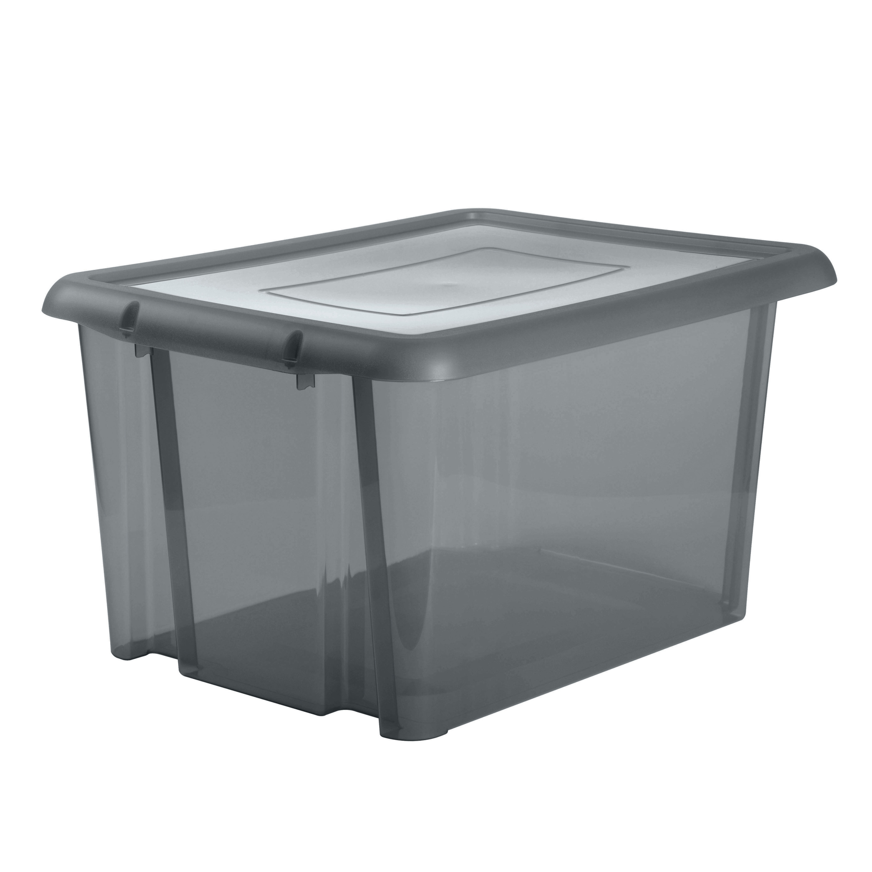 Kunststof opbergbox-opbergdoos grijs transparant L65 x B50 x H36 cm stapelbaar