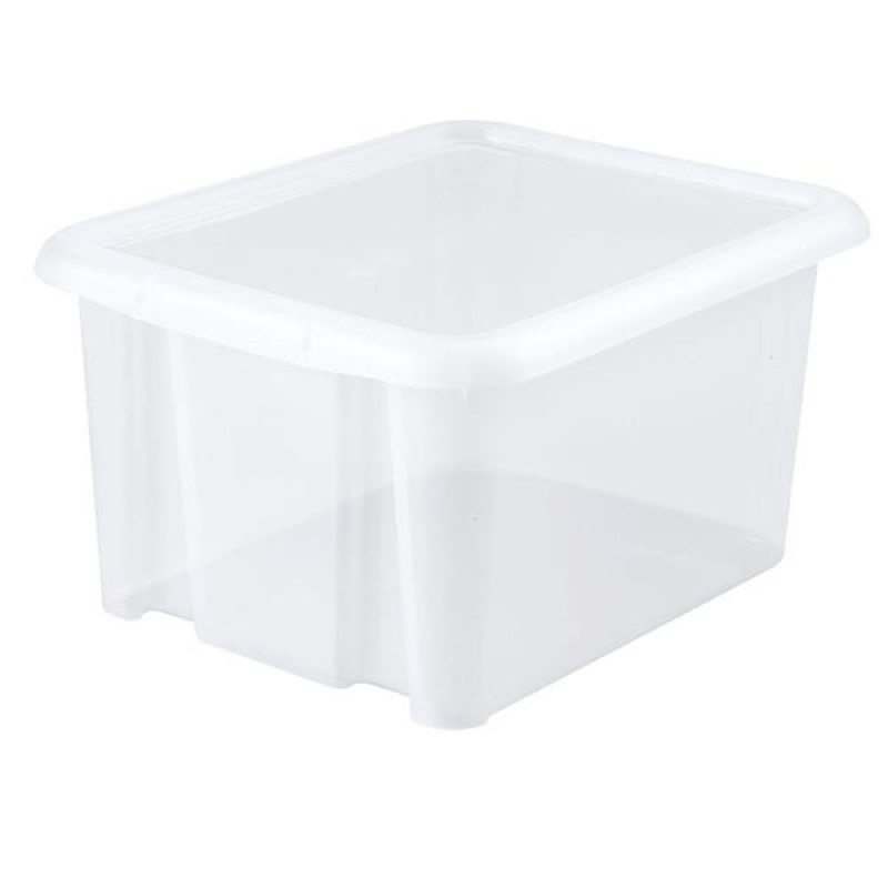 Kunststof opbergbox-opbergdoos wit transparant L44 x B36 x H25 cm stapelbaar