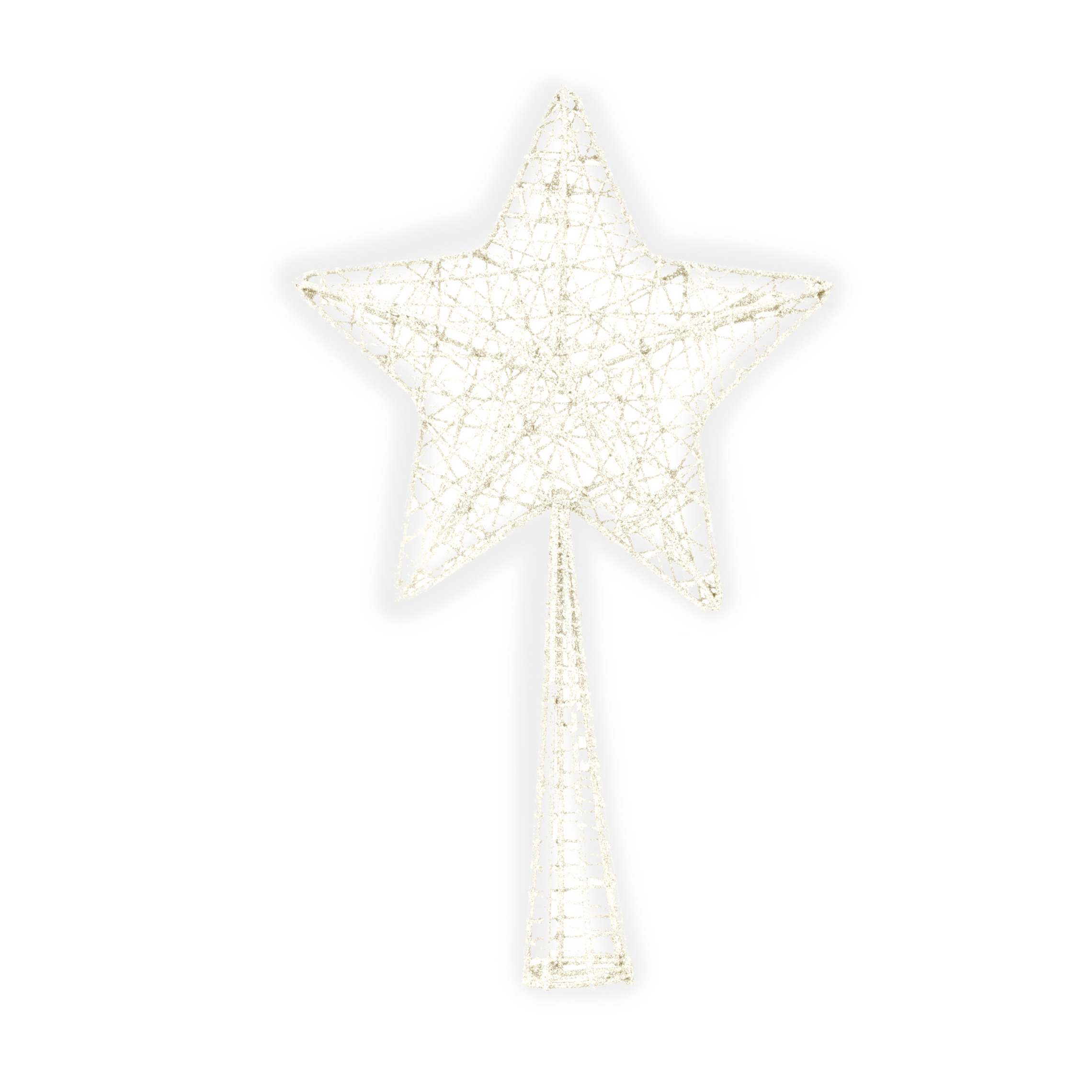 Kunststof ster piek-kerstboom topper glitter wit 28 cm