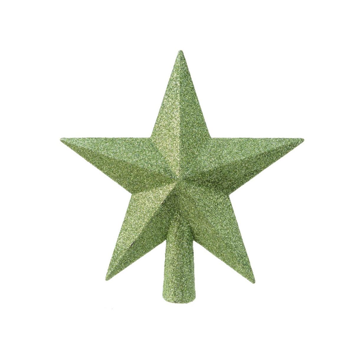 Kunststof ster piek/kerstboom topper met glitters groen 19 cm -
