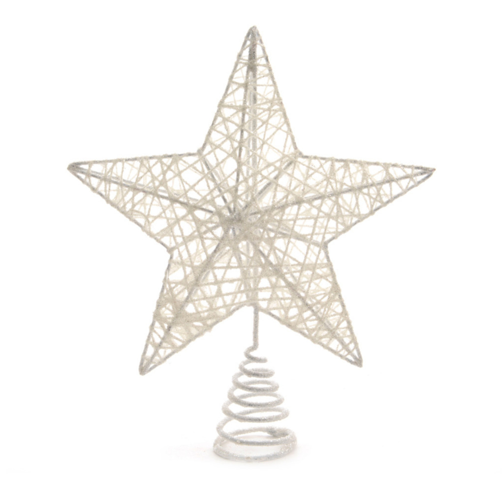 Kunststof ster piek-kerstboom topper wit 23 cm