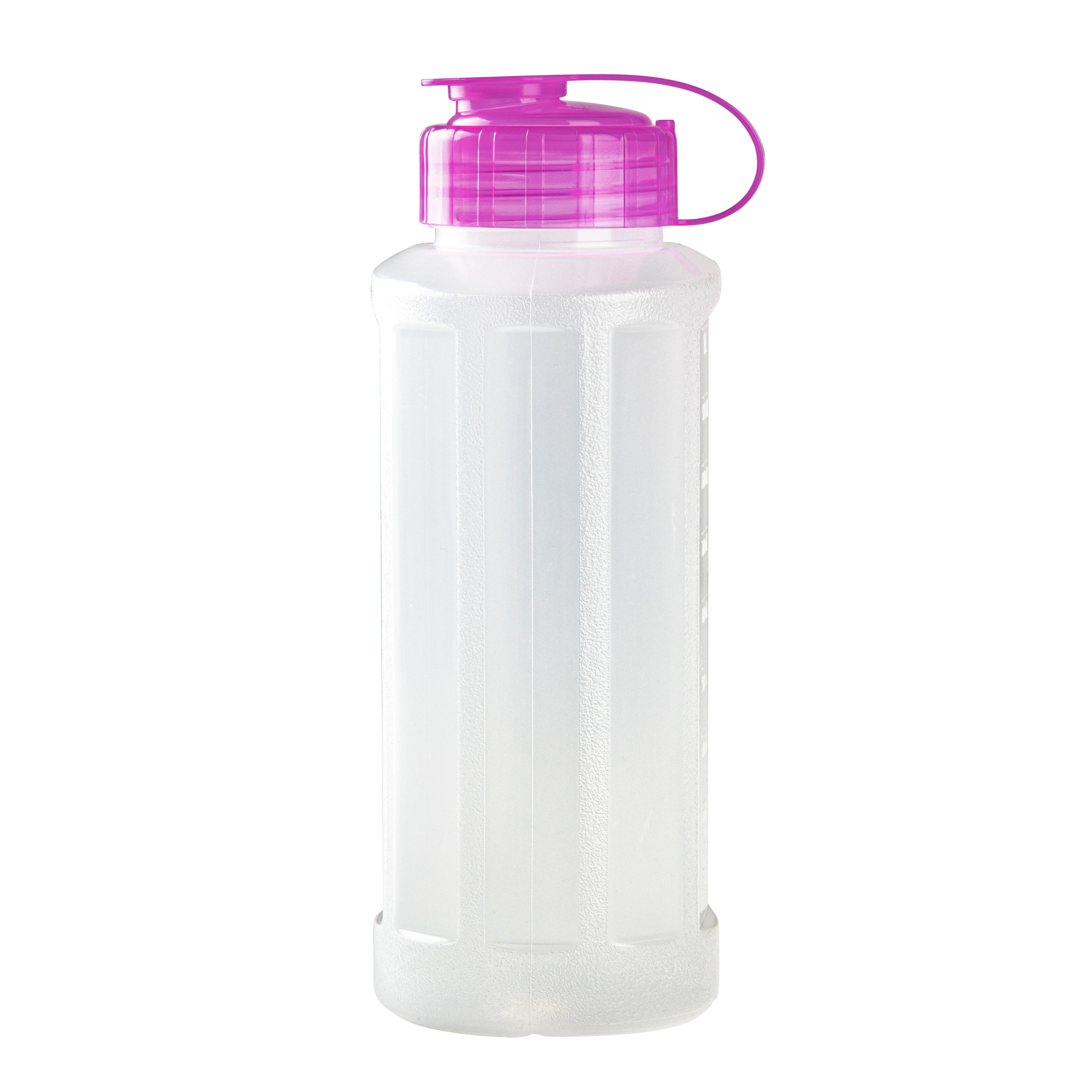 Kunststof waterfles 1100 ml transparant met dop roze -