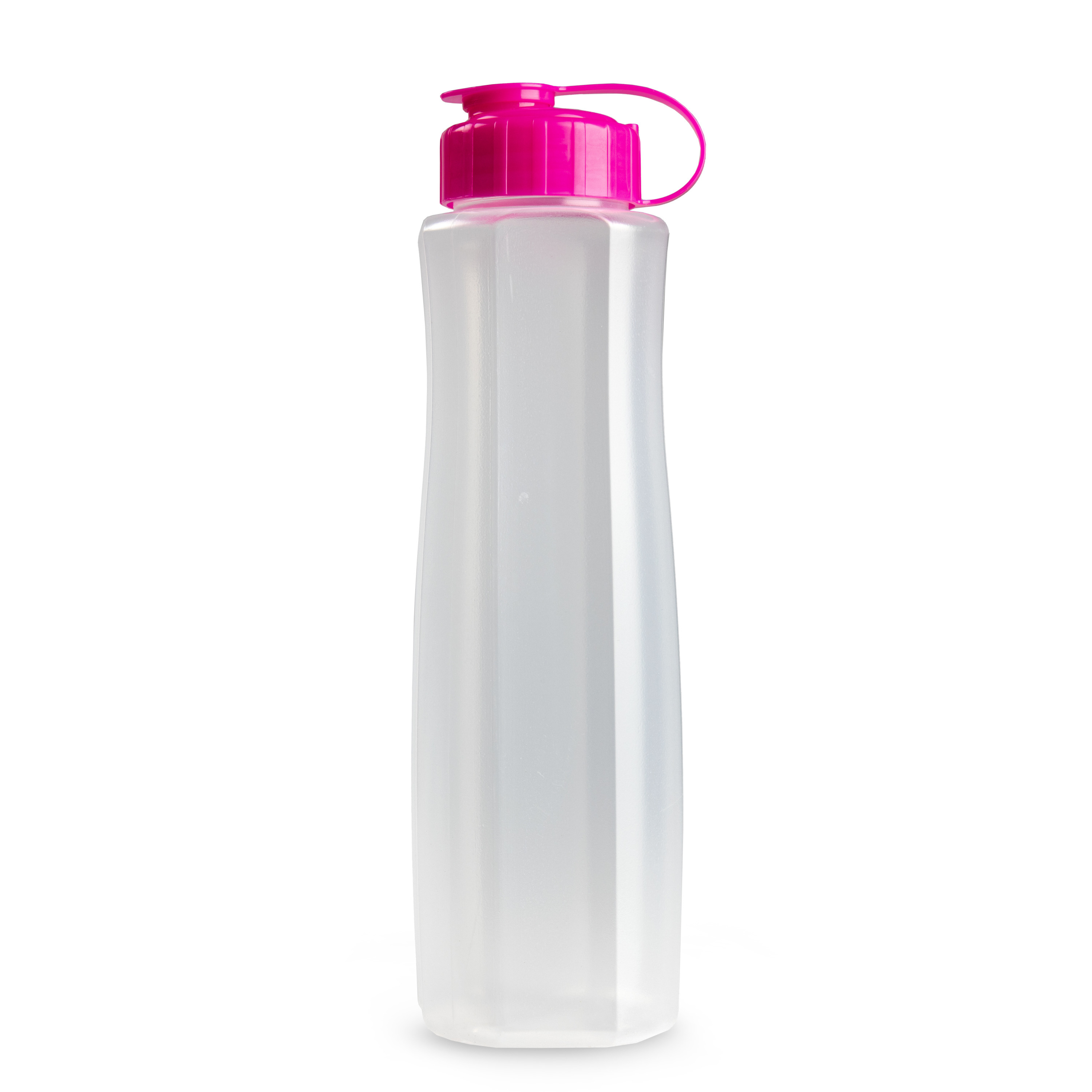 Kunststof waterfles 1500 ml transparant met dop roze -