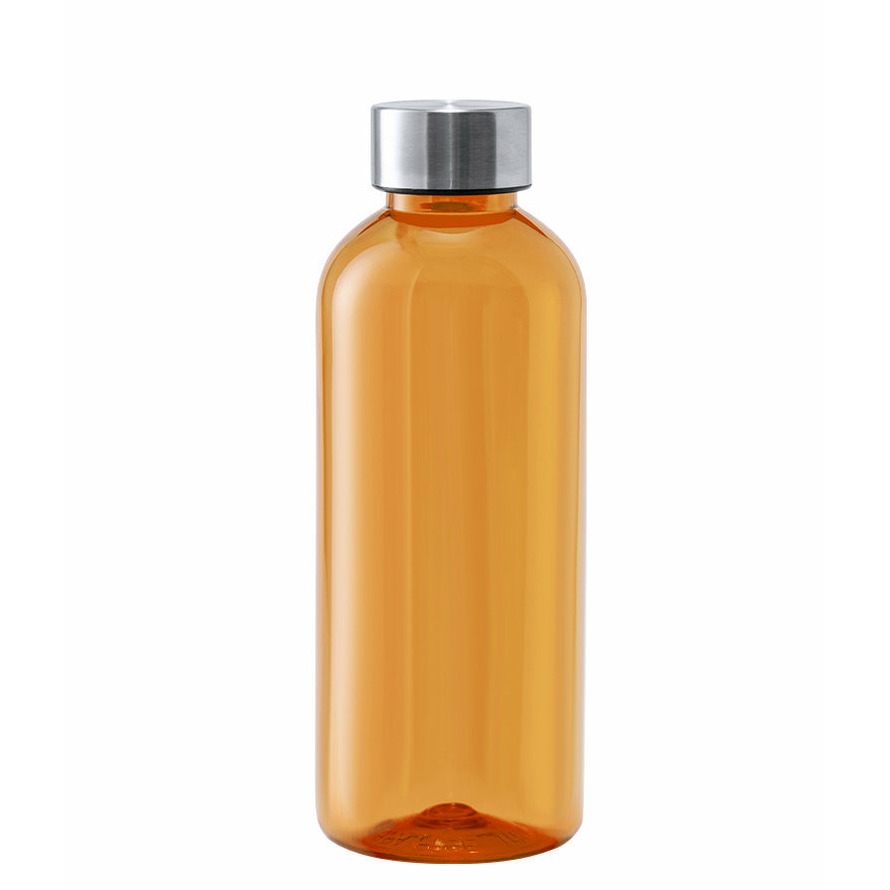 Kunststof waterfles-drinkfles-sportfles oranje transparant met RVS dop 600 ml
