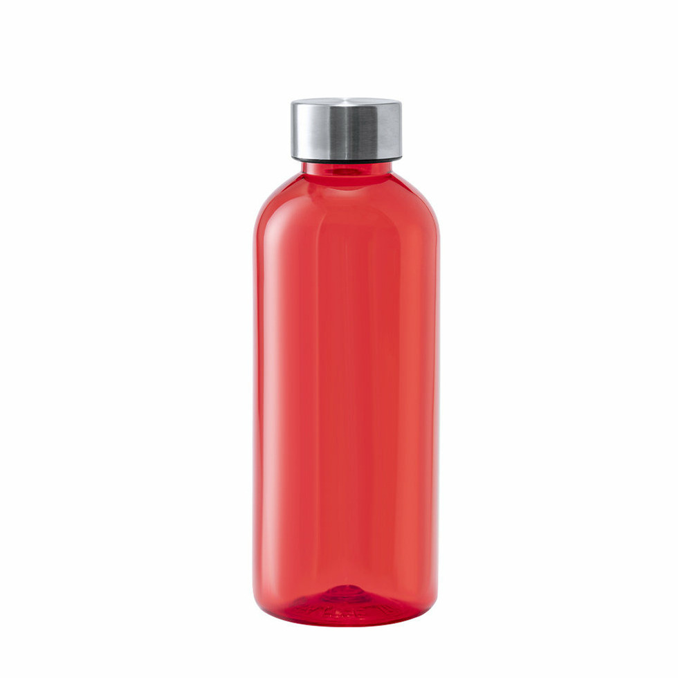 Kunststof waterfles-drinkfles-sportfles rood transparant met RVS dop 600 ml