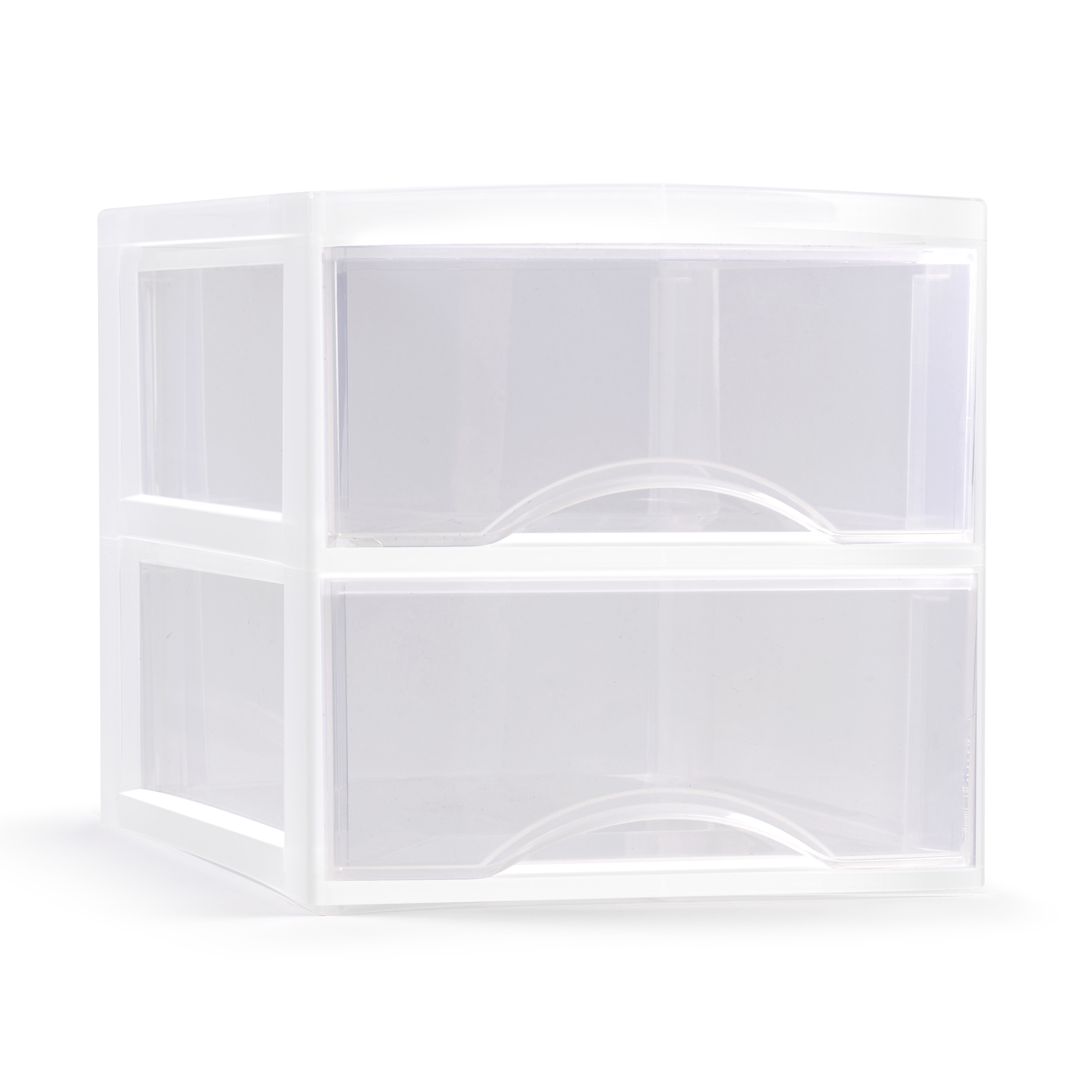 Ladeblokje-bureau organizer met 2x lades transparant-wit L26 x B36 x H25 cm plastic