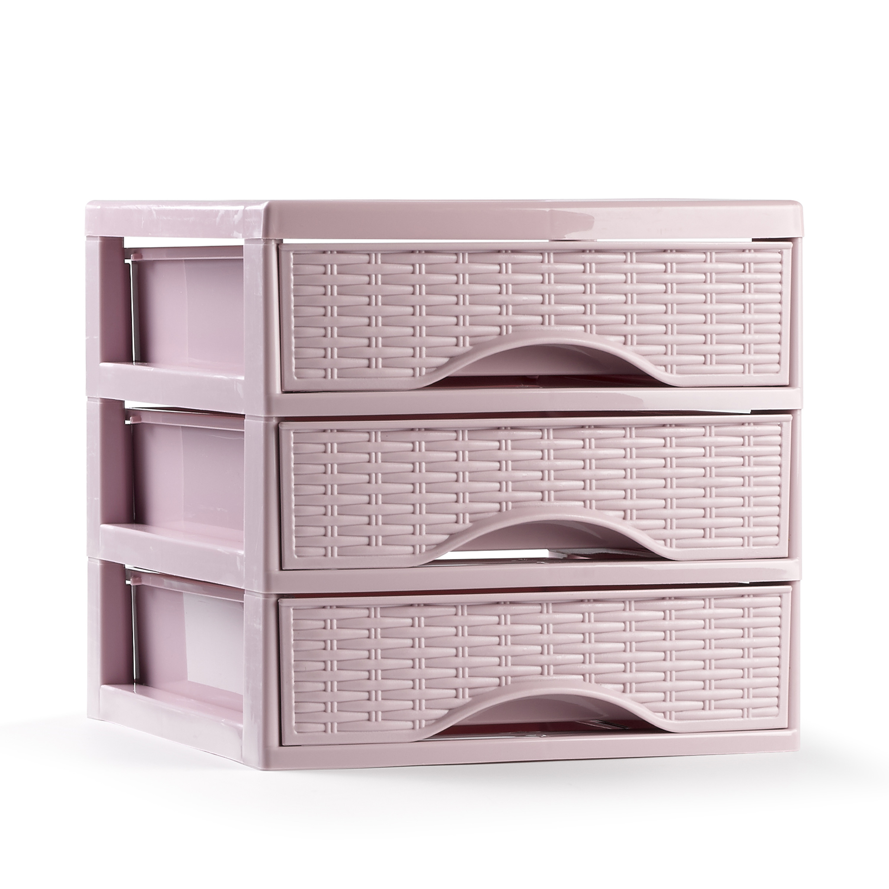 Ladeblokje-bureau organizer met 3x lades roze L18 x B23 x H17 cm plastic