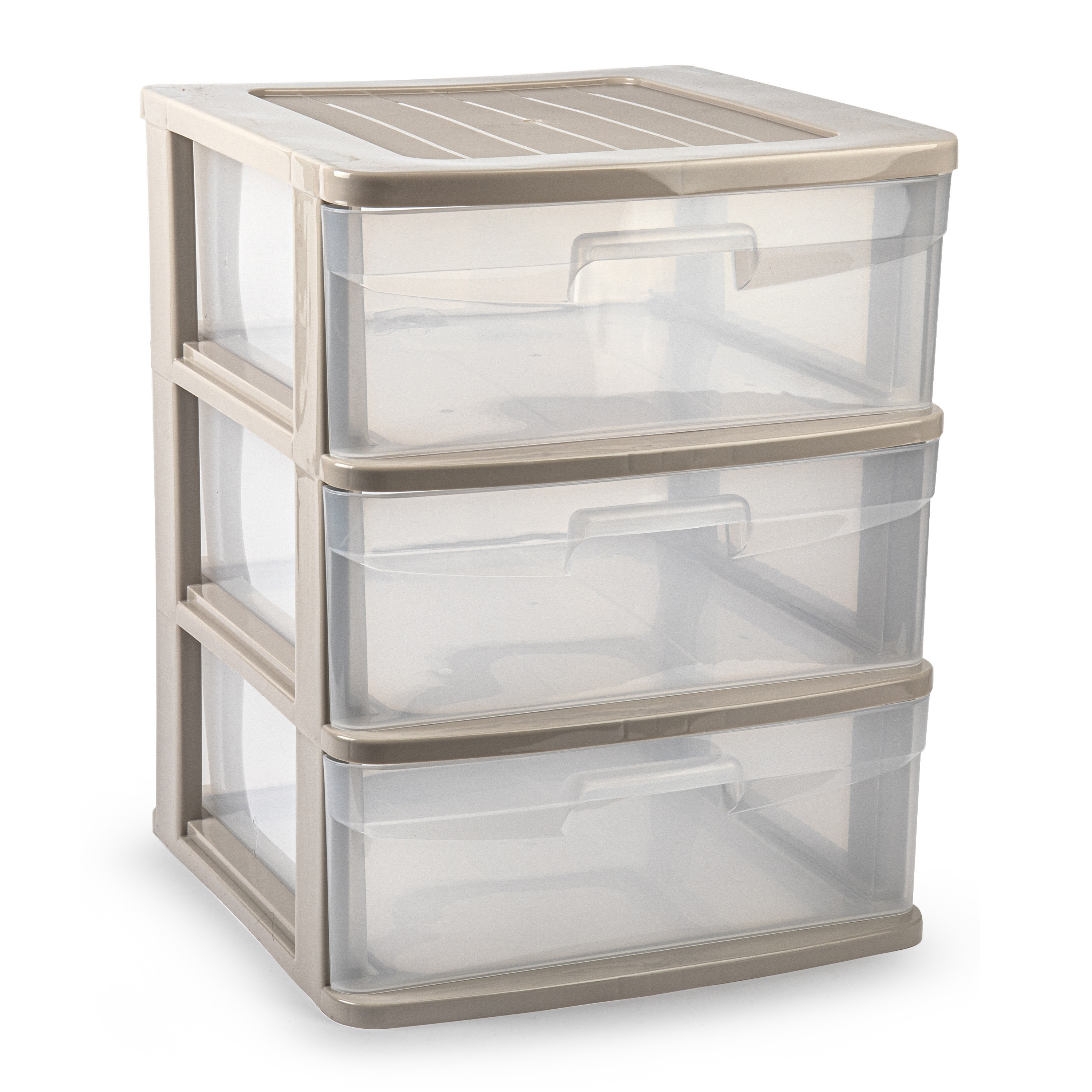 Ladeblokje-bureau organizer met 3x lades transparant-beige L39 x B40 x H49 cm plastic