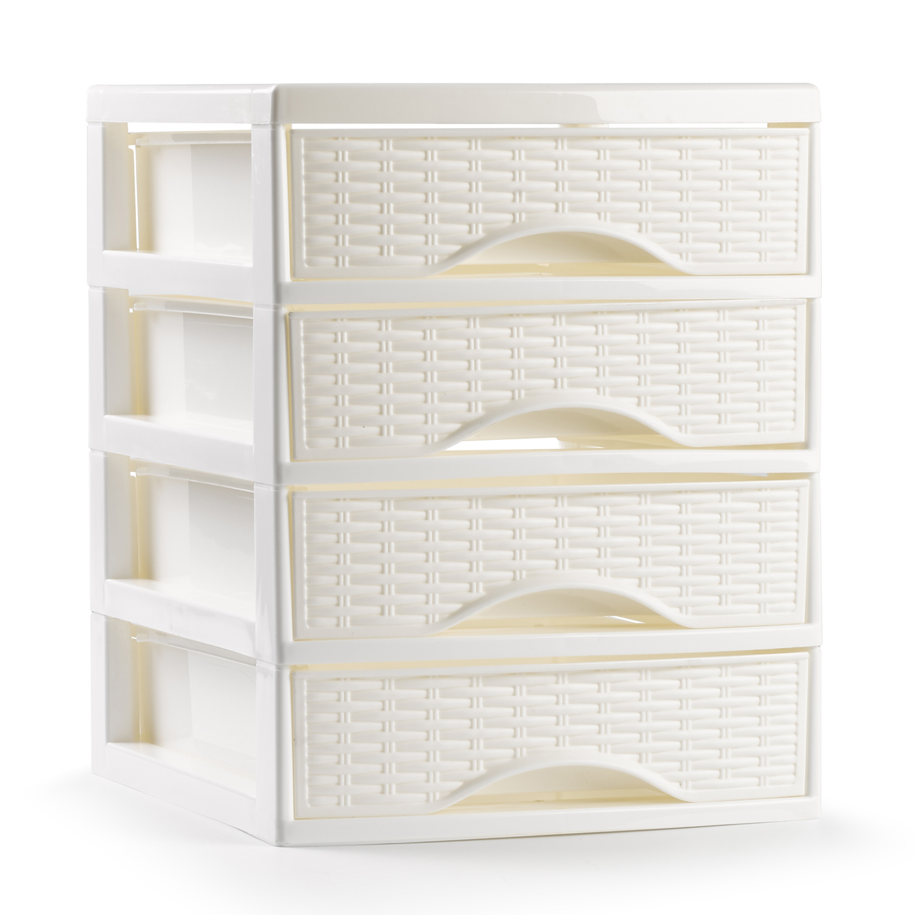 Ladeblokje-bureau organizer met 4x lades ivoor wit L18 x B21 x H23 cm plastic