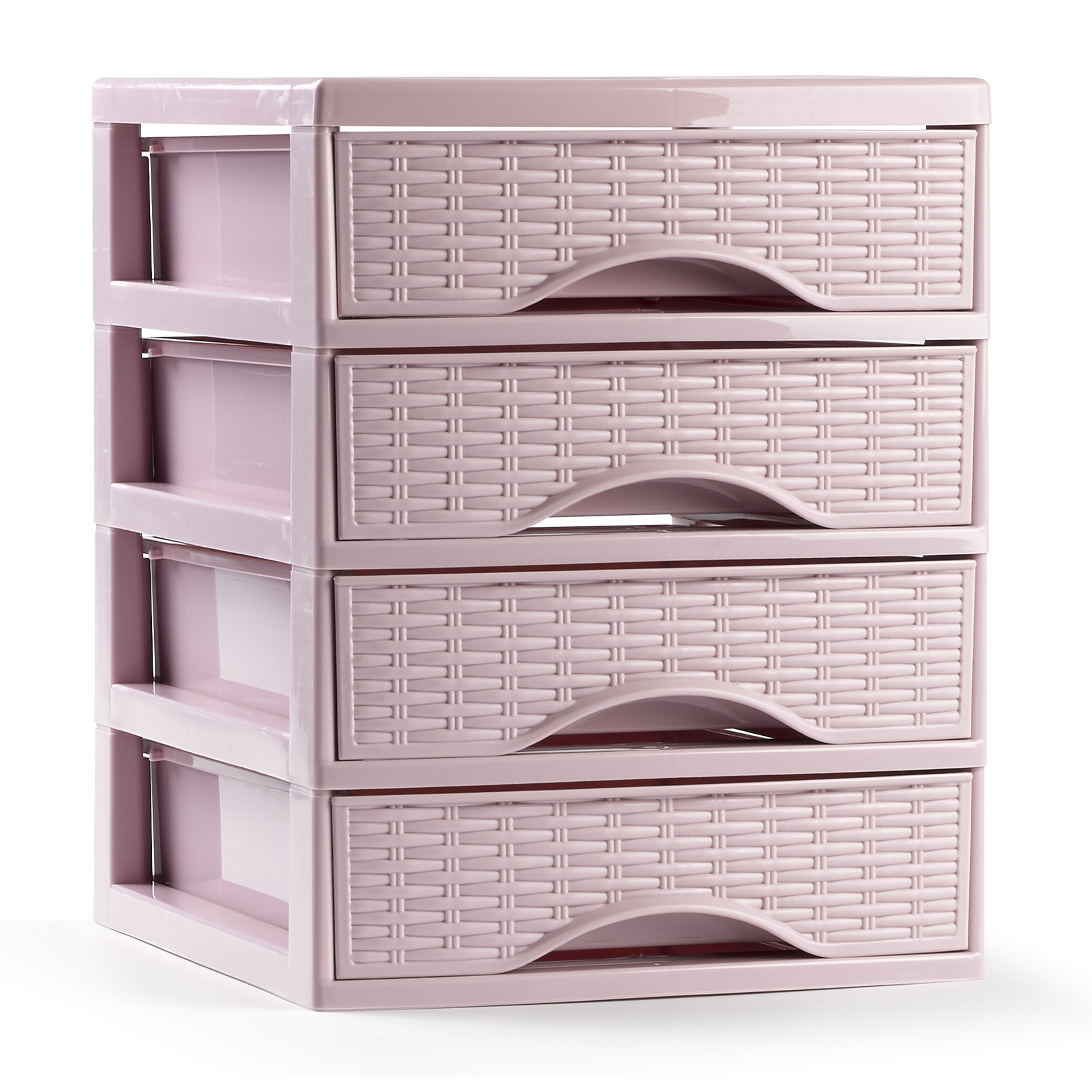 Ladeblokje-bureau organizer met 4x lades roze L18 x B21 x H23 cm plastic